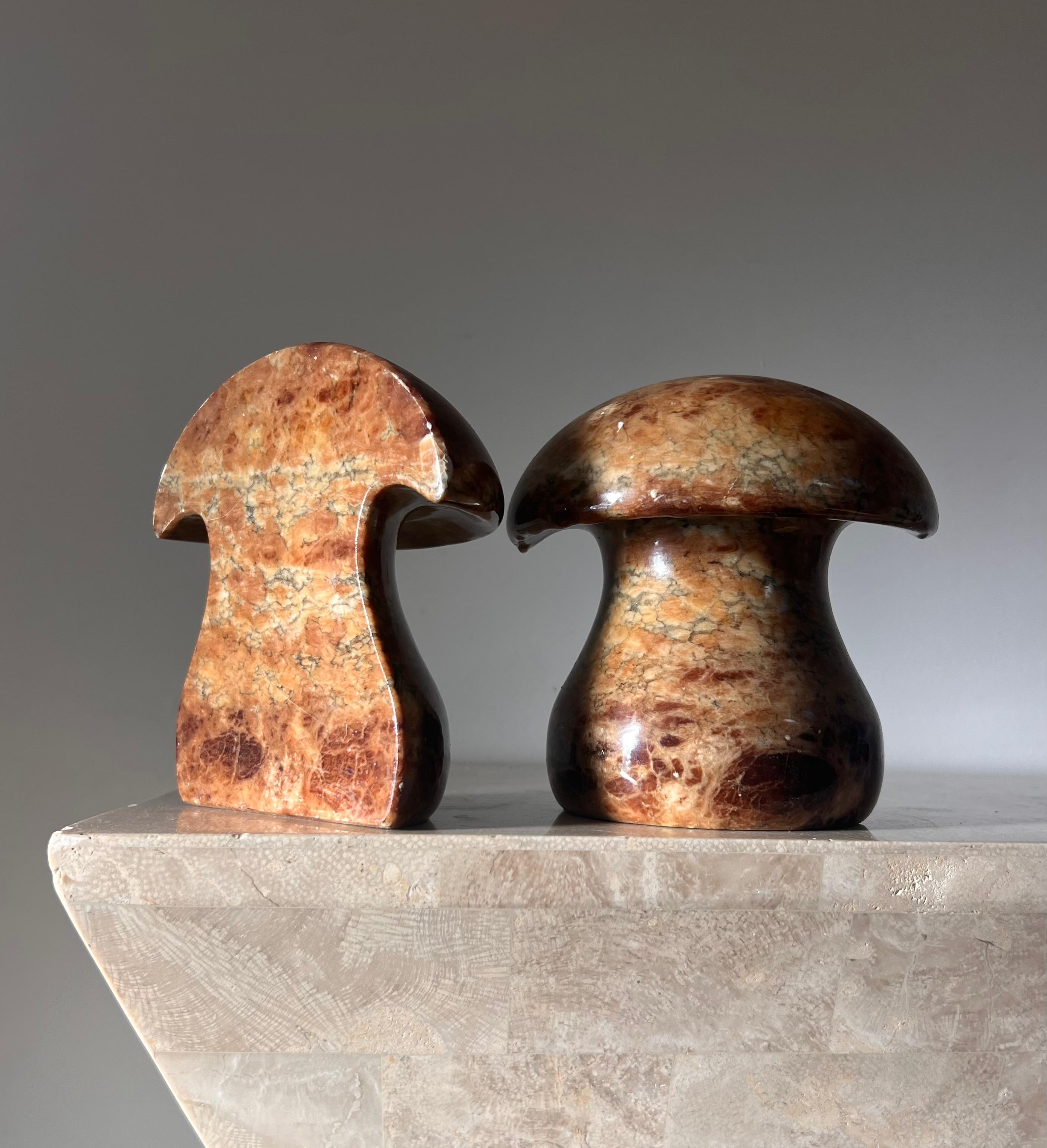 20th Century Pair of vintage Italian marble mushroom bookends, 1960s For Sale
