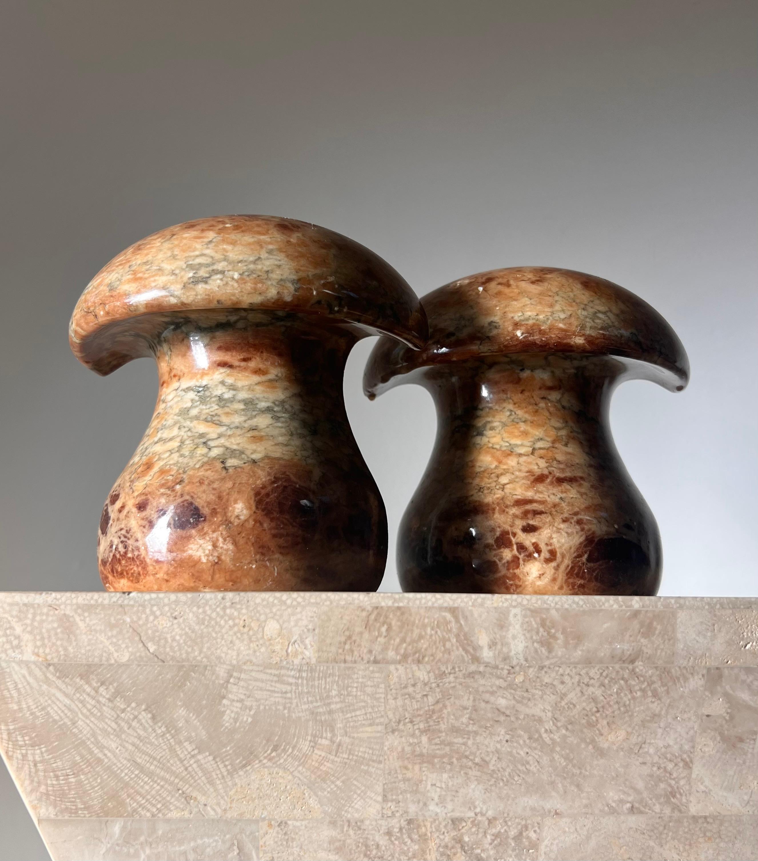 Pair of vintage Italian marble mushroom bookends, 1960s For Sale 1