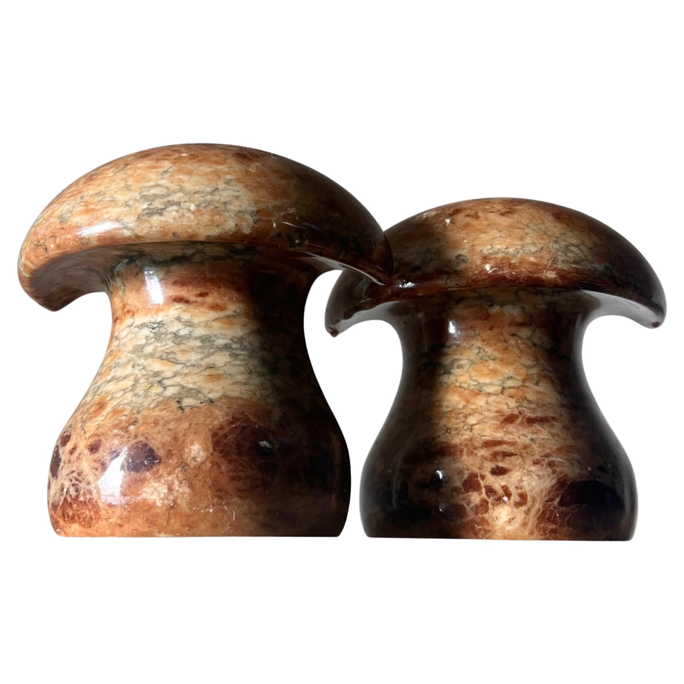 Pair of vintage Italian marble mushroom bookends, 1960s For Sale