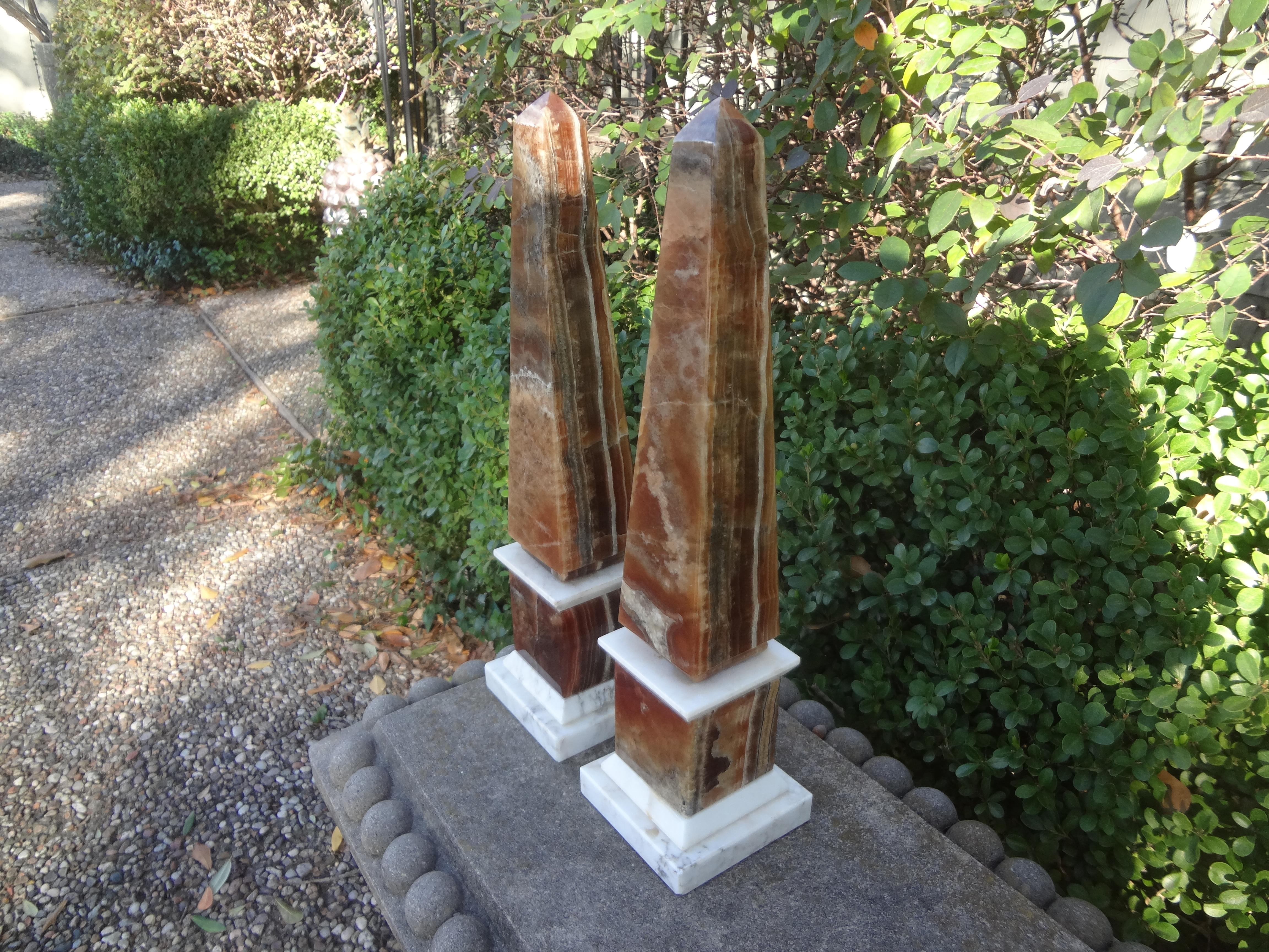 Pair Of Vintage Italian Marble Obelisks For Sale 2
