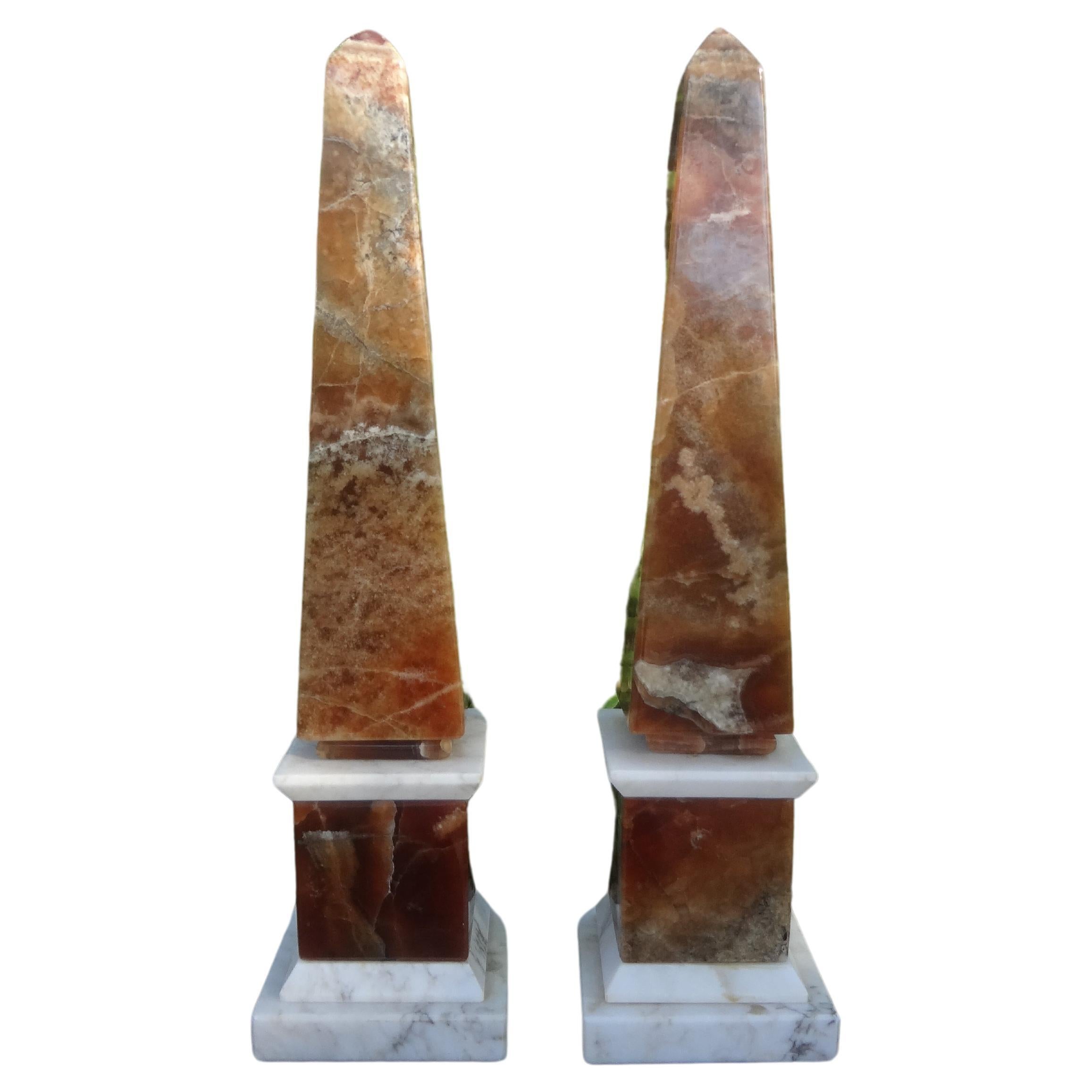 Pair Of Vintage Italian Marble Obelisks For Sale 4
