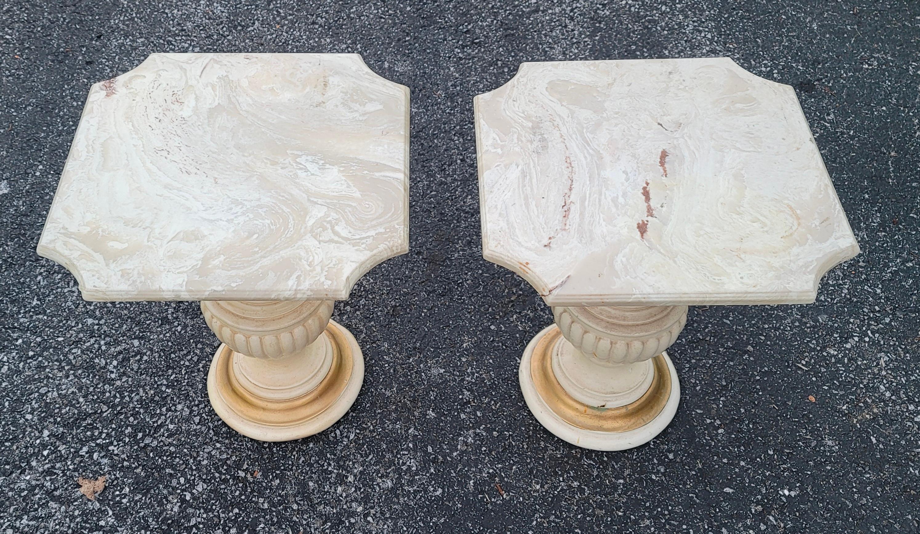 Other Pair of Vintage Italian Marble Pedestal Side Tables, Circa 1950s For Sale