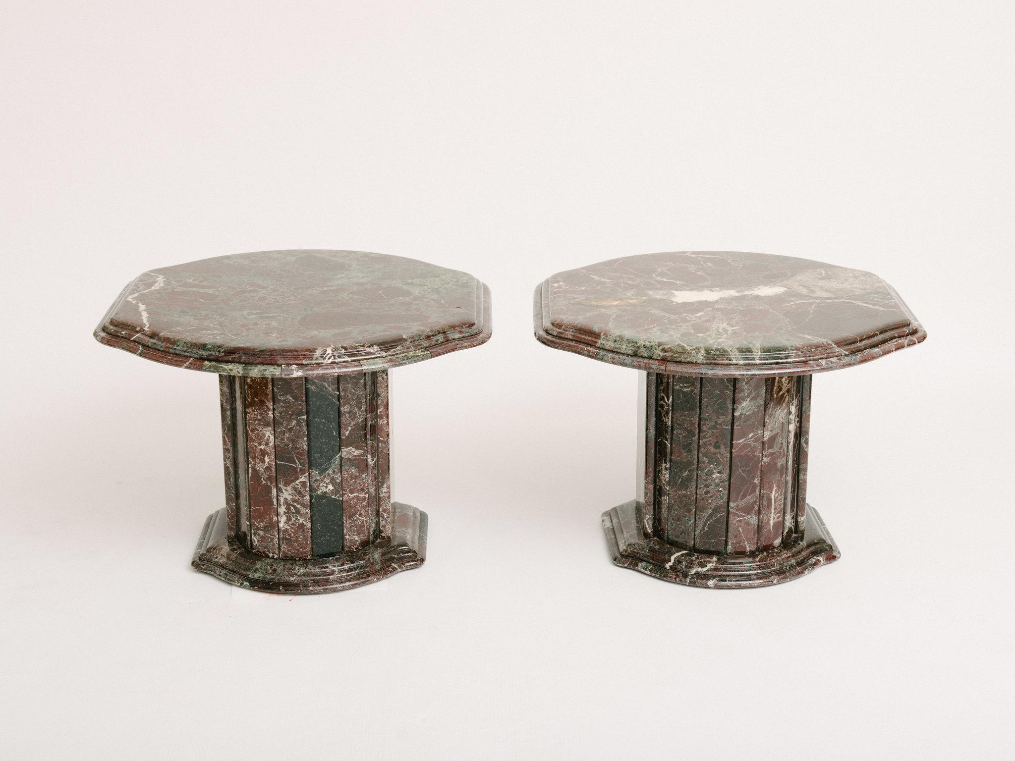 Pair of Vintage Italian Marble Side Tables 1