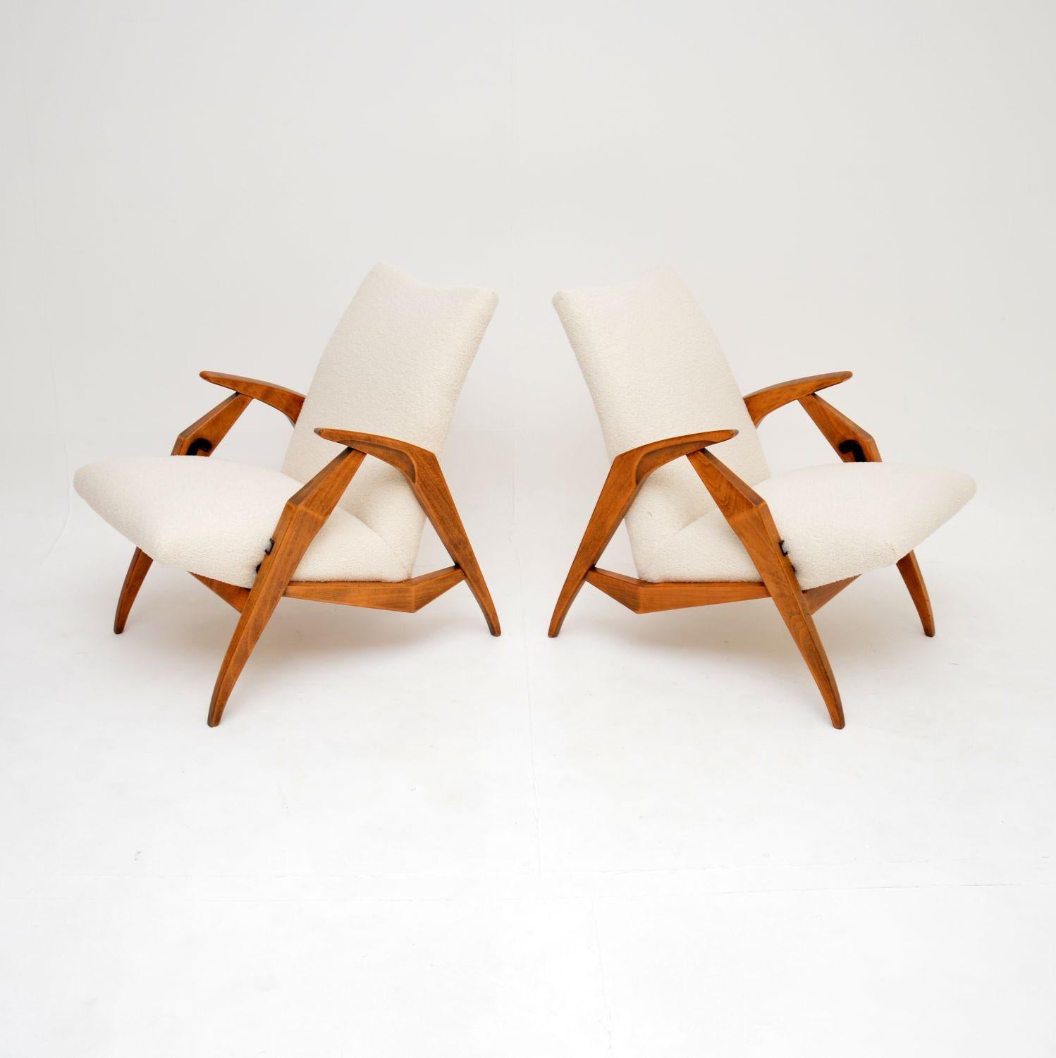 Mid-Century Modern Pair of Vintage Italian Metamorphic Armchairs / Dining Chairs