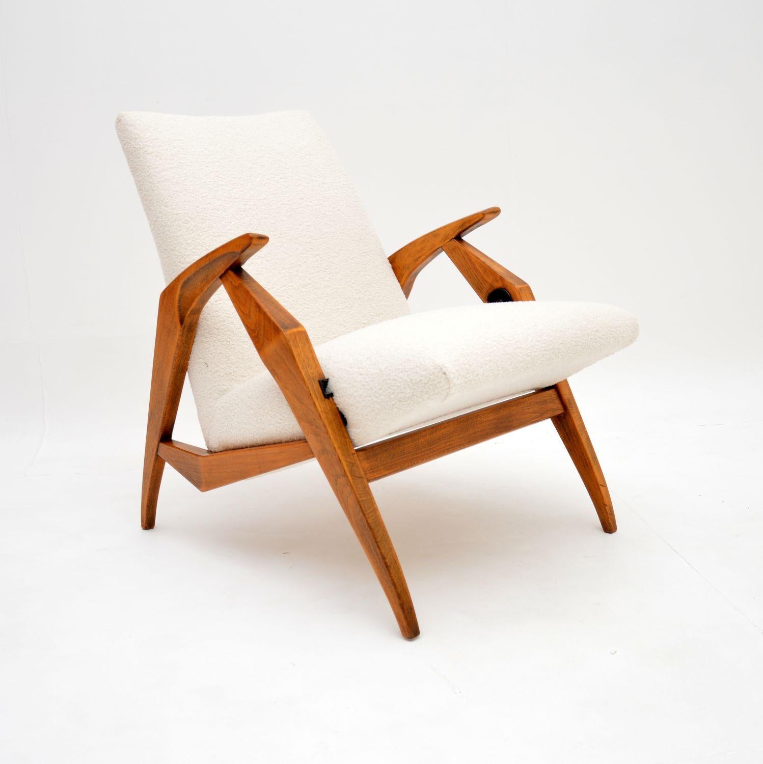 Bouclé Pair of Vintage Italian Metamorphic Armchairs / Dining Chairs