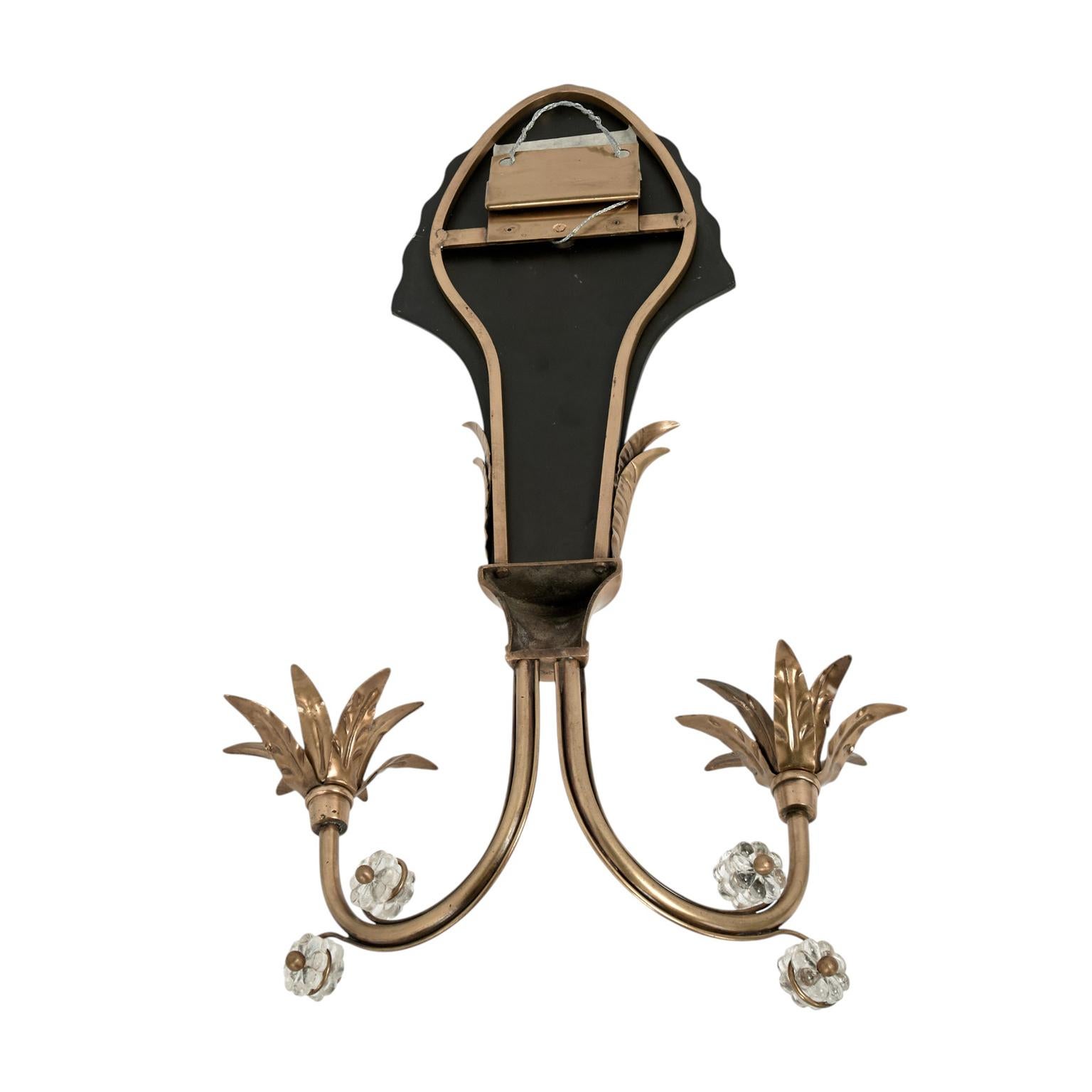 Coppia di lampade da parete a specchio italiane d'epoca in vendita 2
