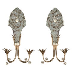 Pair of Vintage Italian Mirrored Wall Sconces