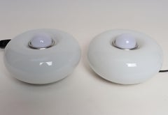 Par de lámparas de mesa vintage «Guscio» de cristal de Murano italiano y cromo, de Lamperti