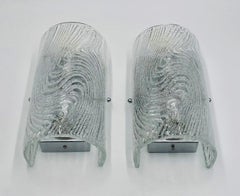 Pareja de apliques vintage italianos de cristal de Murano "Corteccia" de Fabio Ltd