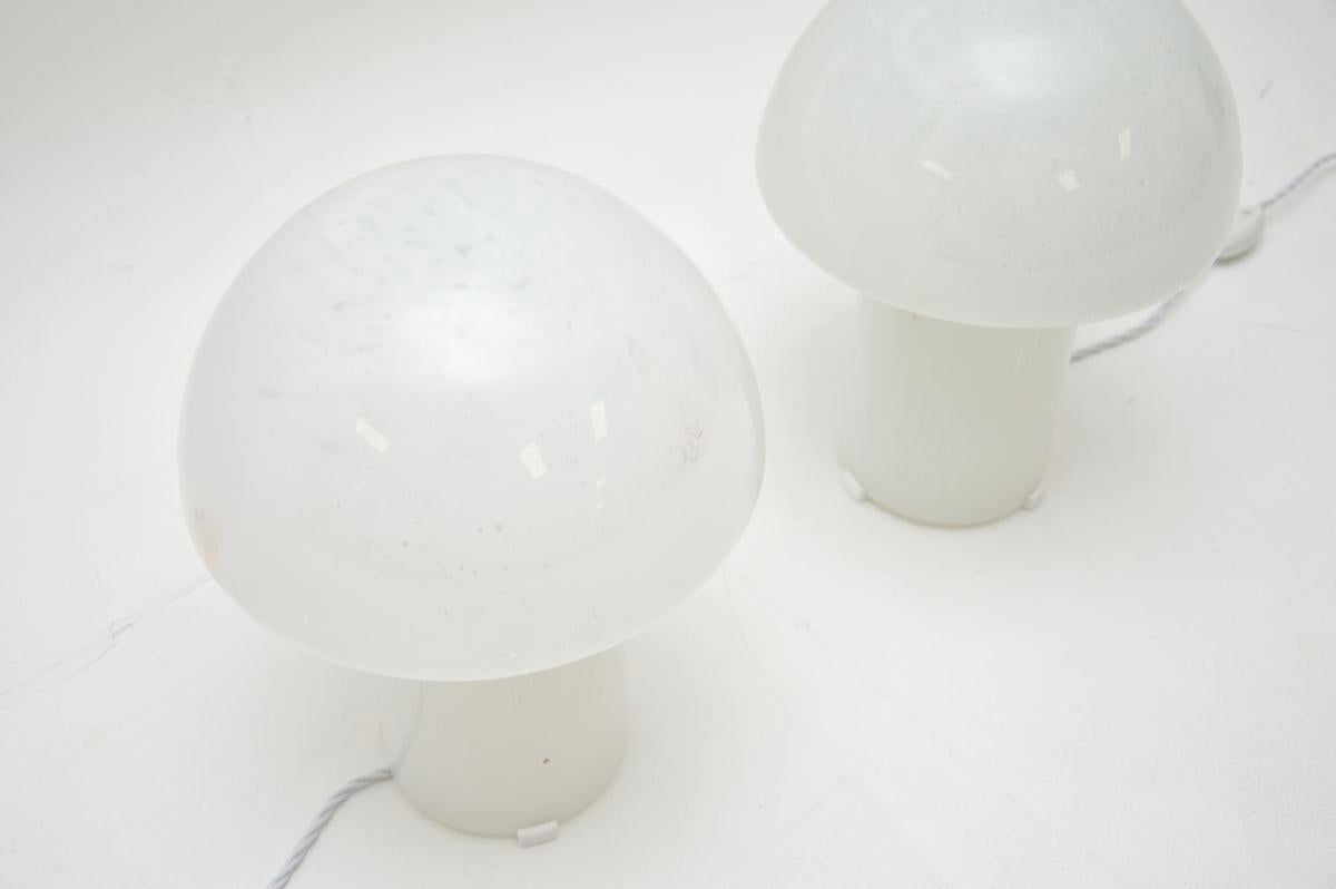 Mid-Century Modern Pair of Vintage Italian Murano Glass Mushroom Lamps For Sale