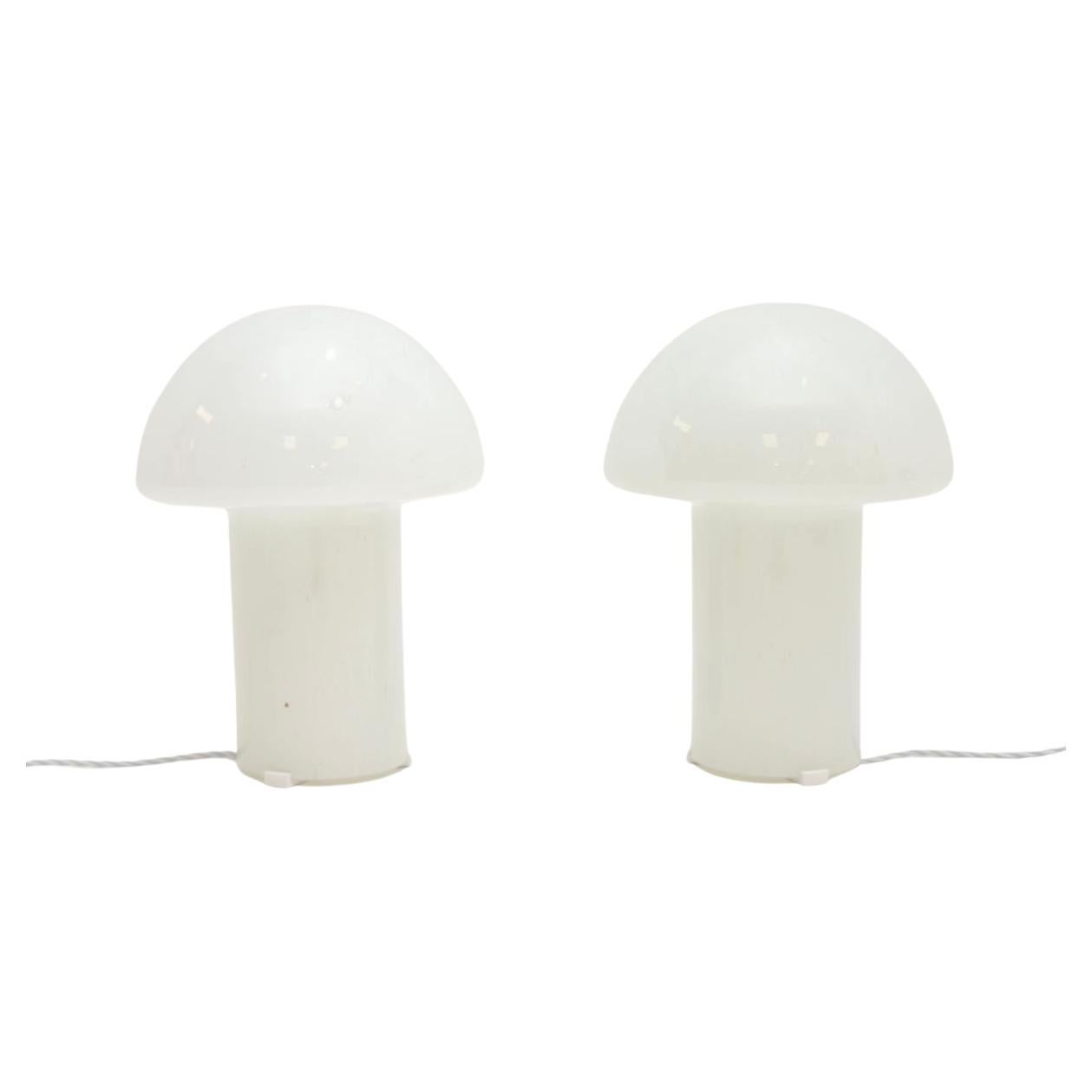 Pair of Vintage Italian Murano Glass Mushroom Lamps For Sale