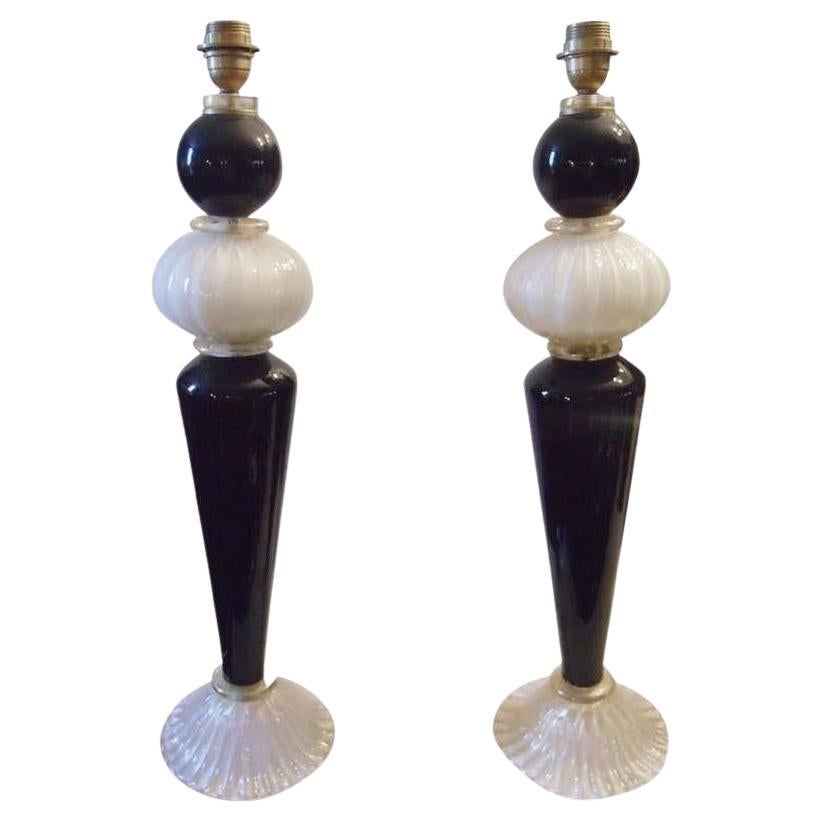 Paire de lampes de bureau italiennes vintage en verre de Murano datant des années 1960