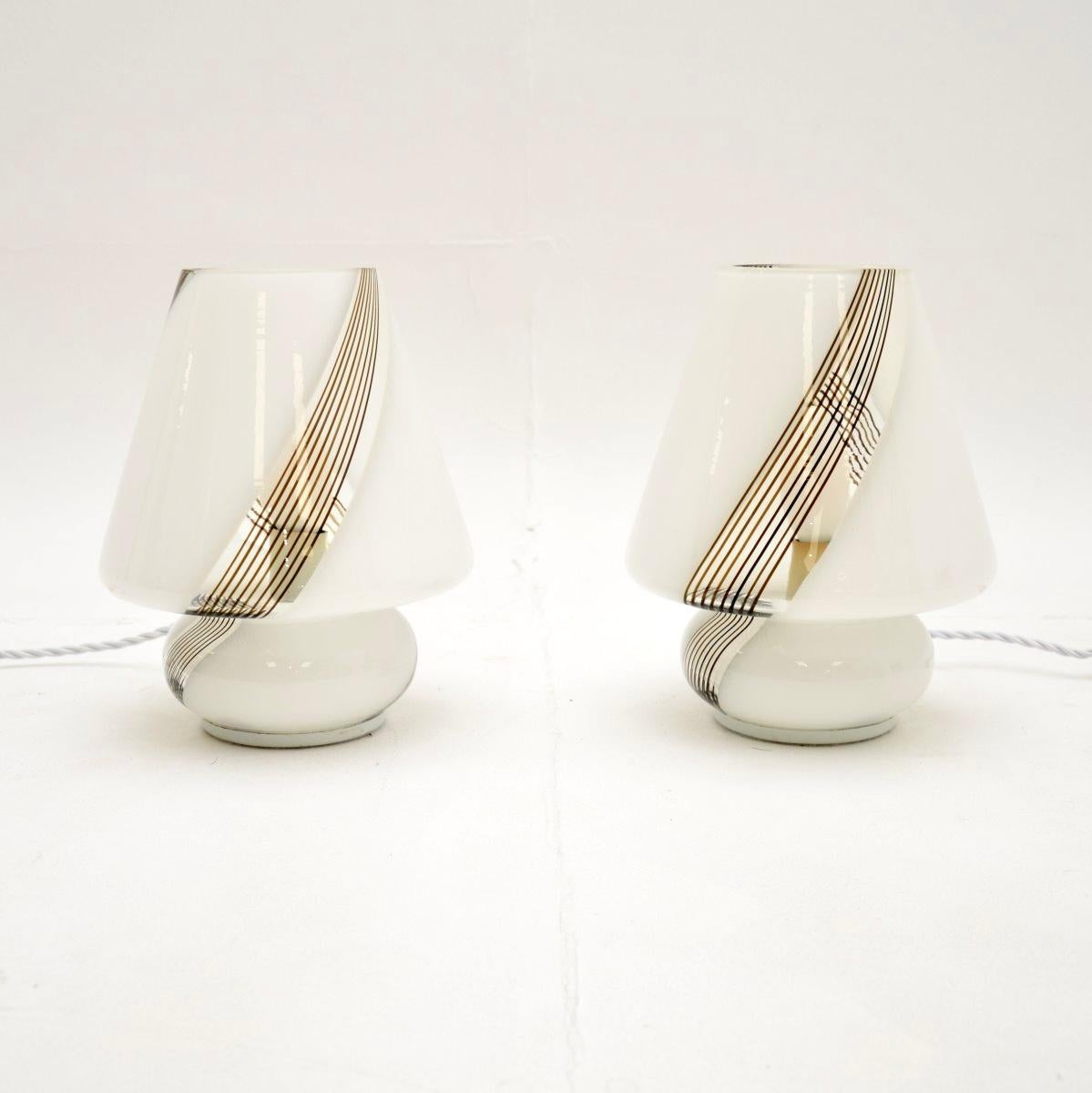 Mid-Century Modern Pair of Vintage Italian Murano Glass Table Lamps For Sale