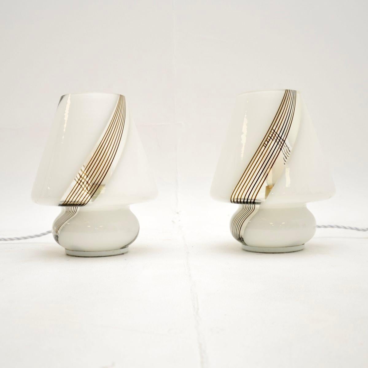 Pair of Vintage Italian Murano Glass Table Lamps In Good Condition For Sale In London, GB