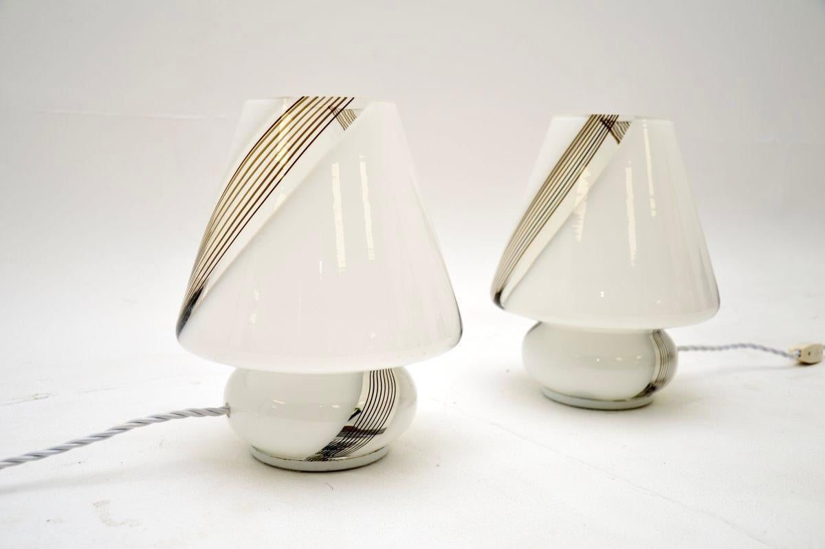 Pair of Vintage Italian Murano Glass Table Lamps For Sale 1