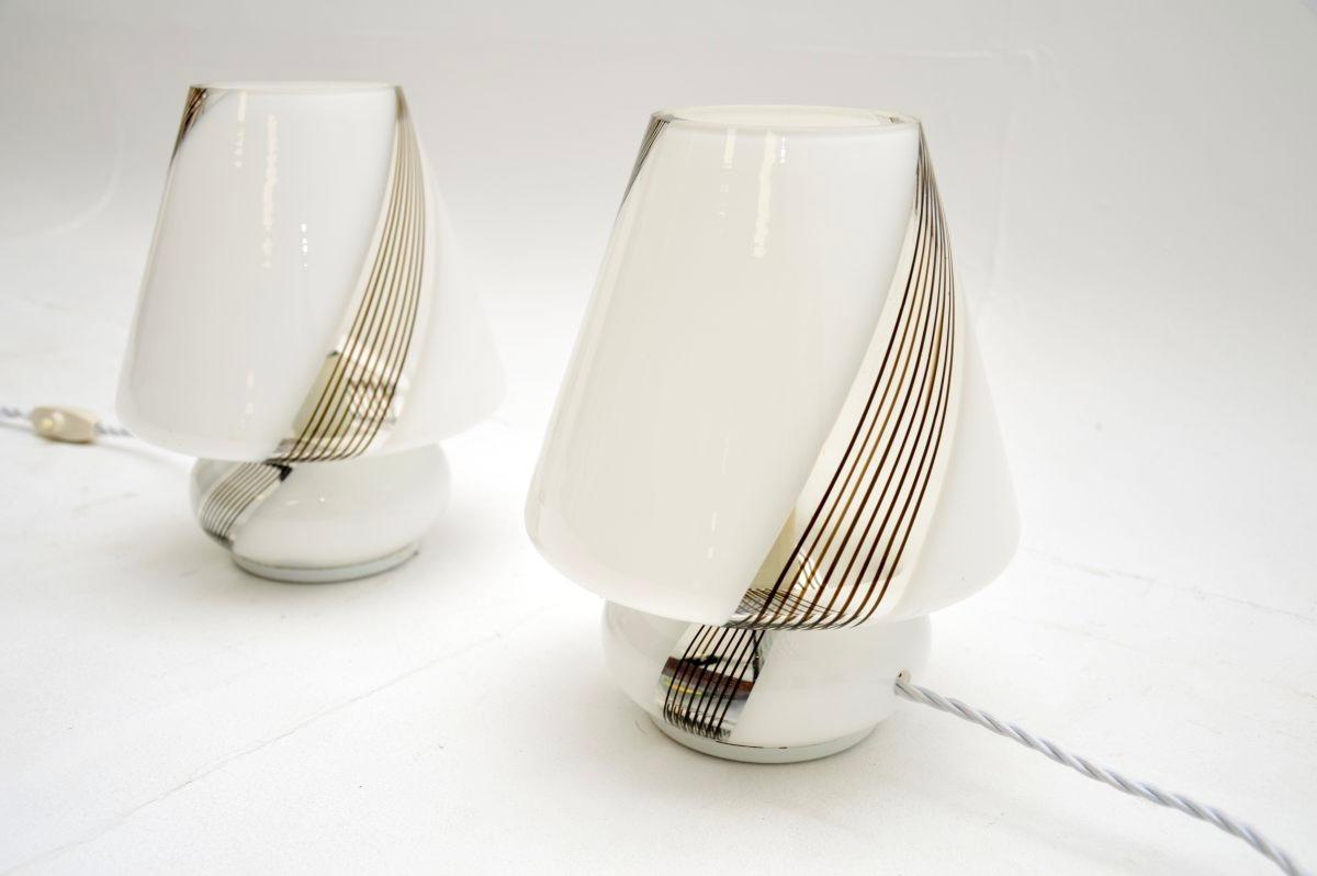 Pair of Vintage Italian Murano Glass Table Lamps For Sale 2