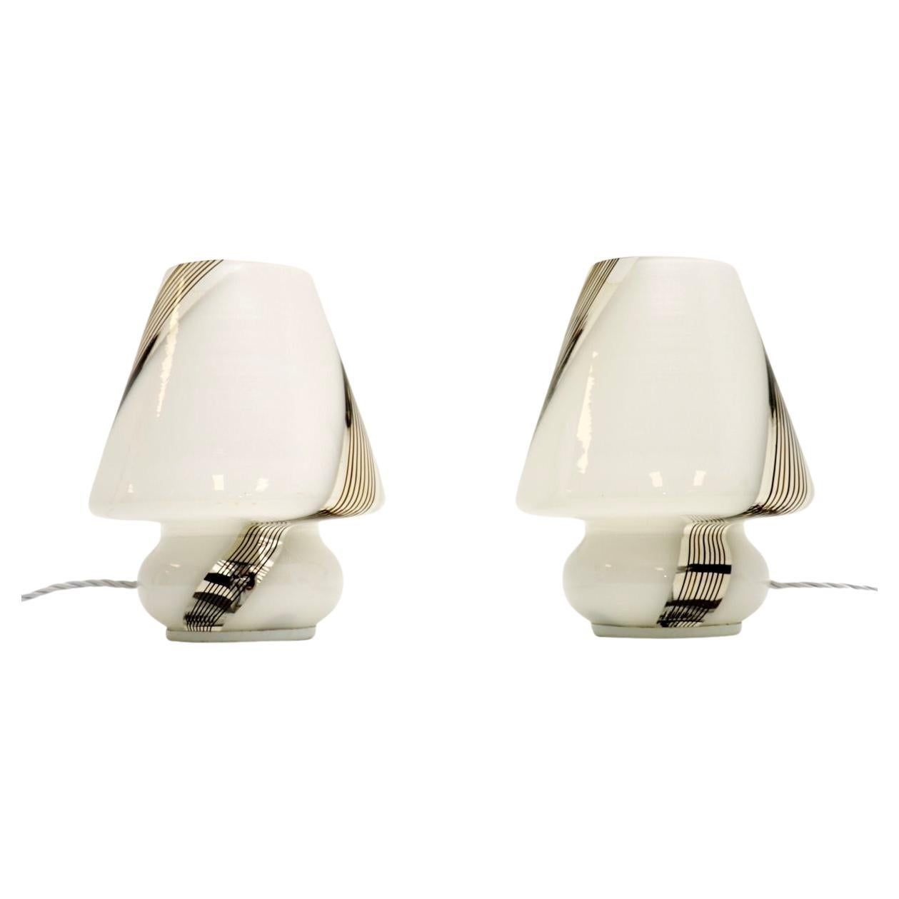 Pair of Vintage Italian Murano Glass Table Lamps For Sale