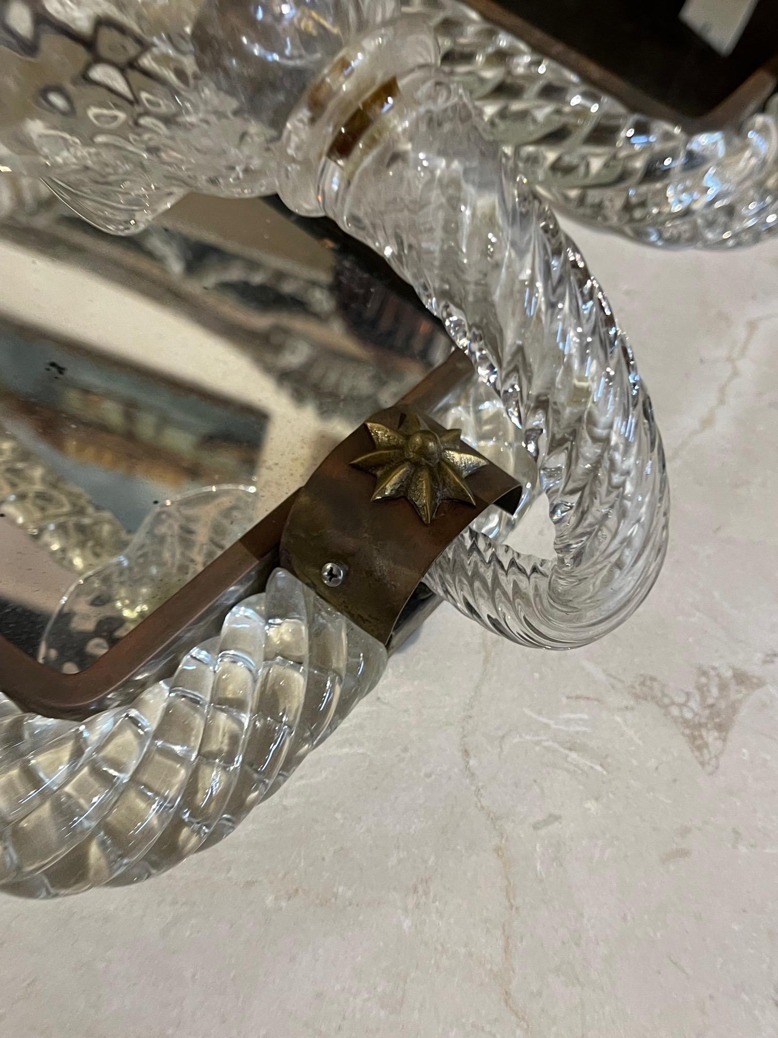 Paar italienische Muranoglas-Wandleuchter im Vintage-Stil (Metall) im Angebot