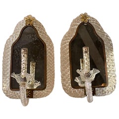 Pair of Vintage Italian Murano Glass Wall Sconces