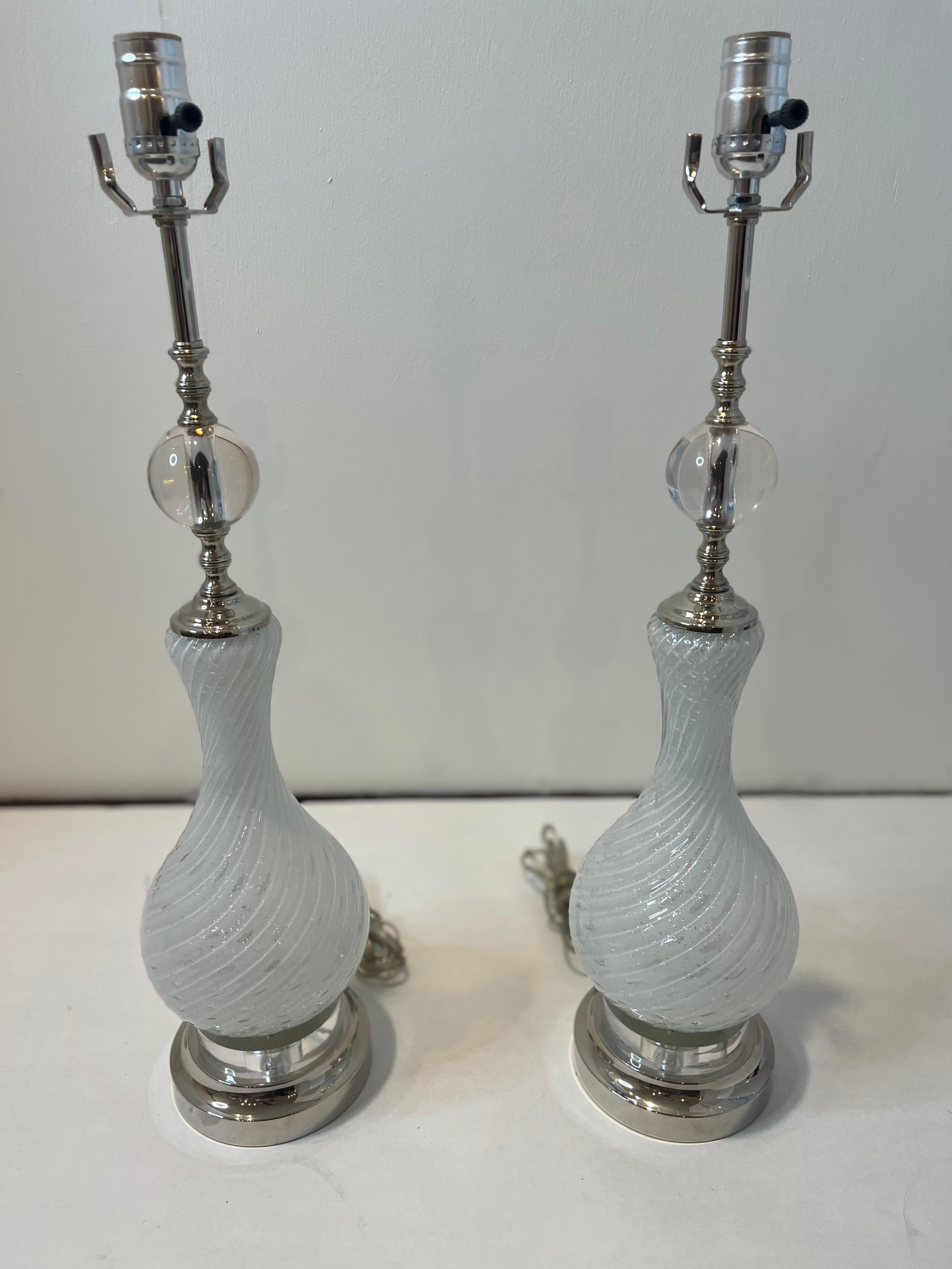 Mid-Century Modern Pair of Vintage Italian Murano Lamps For Sale