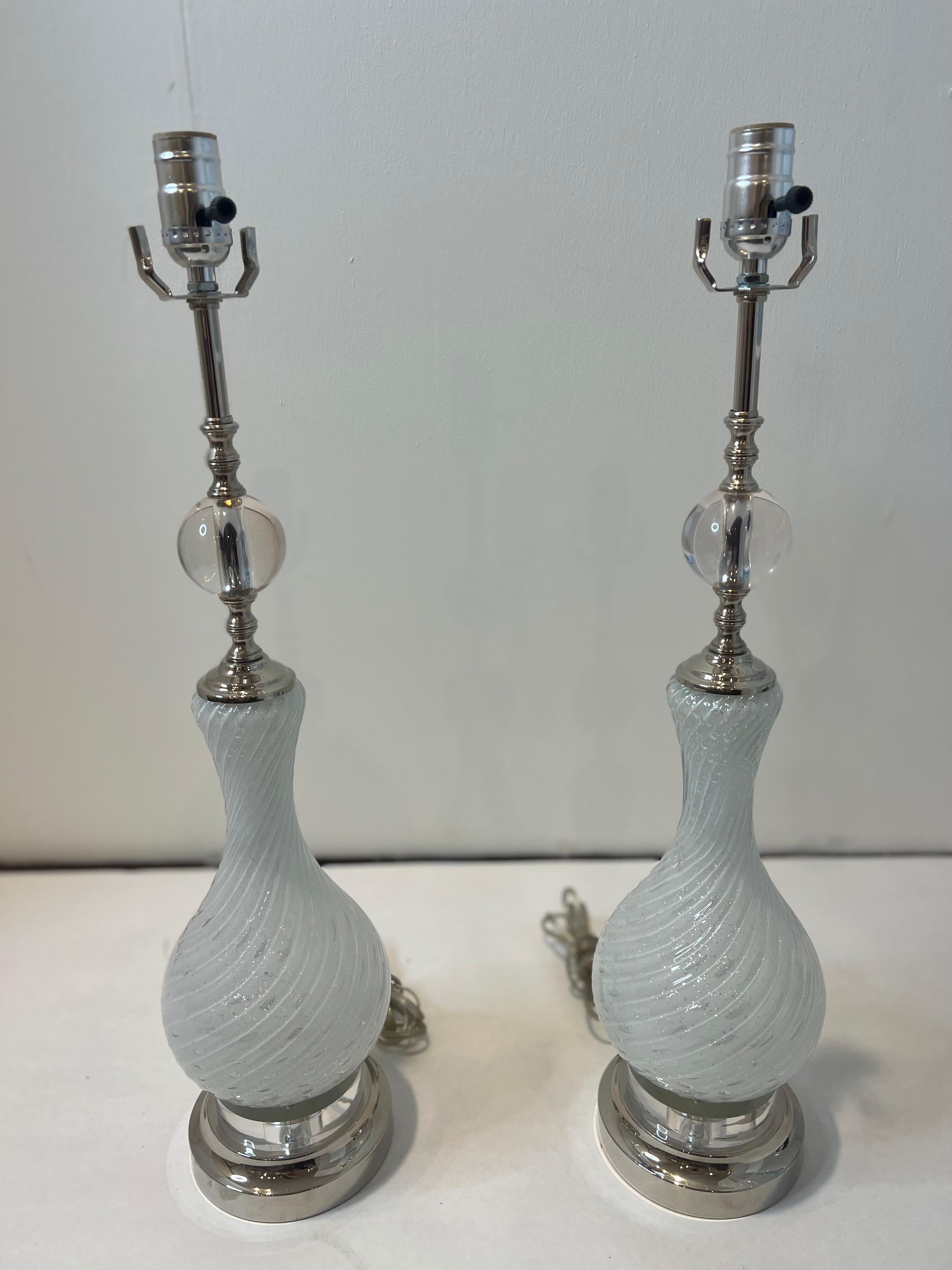 Pair of Vintage Italian Murano Lamps In Good Condition For Sale In Houston, TX