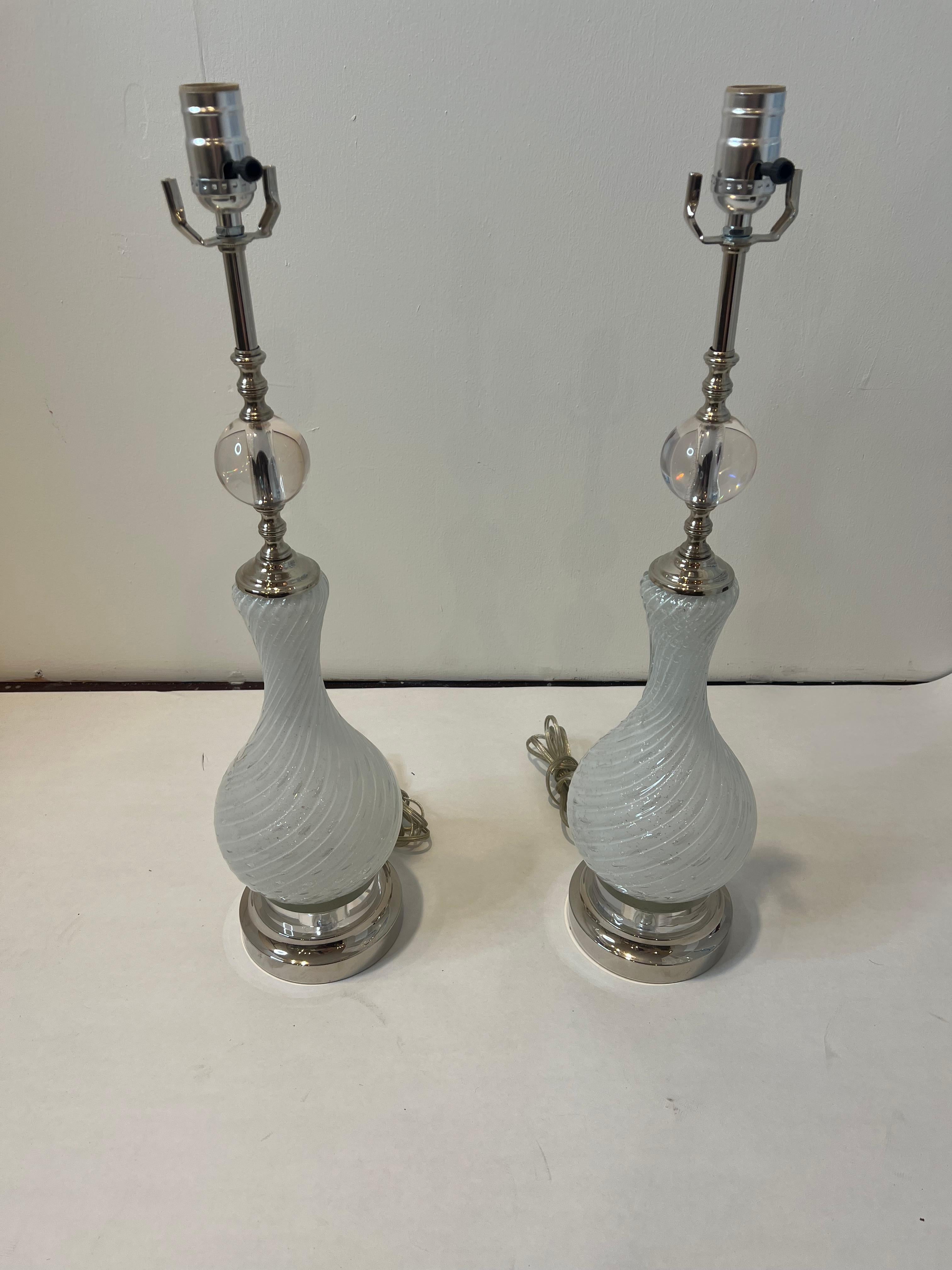 Pair of Vintage Italian Murano Lamps For Sale 1