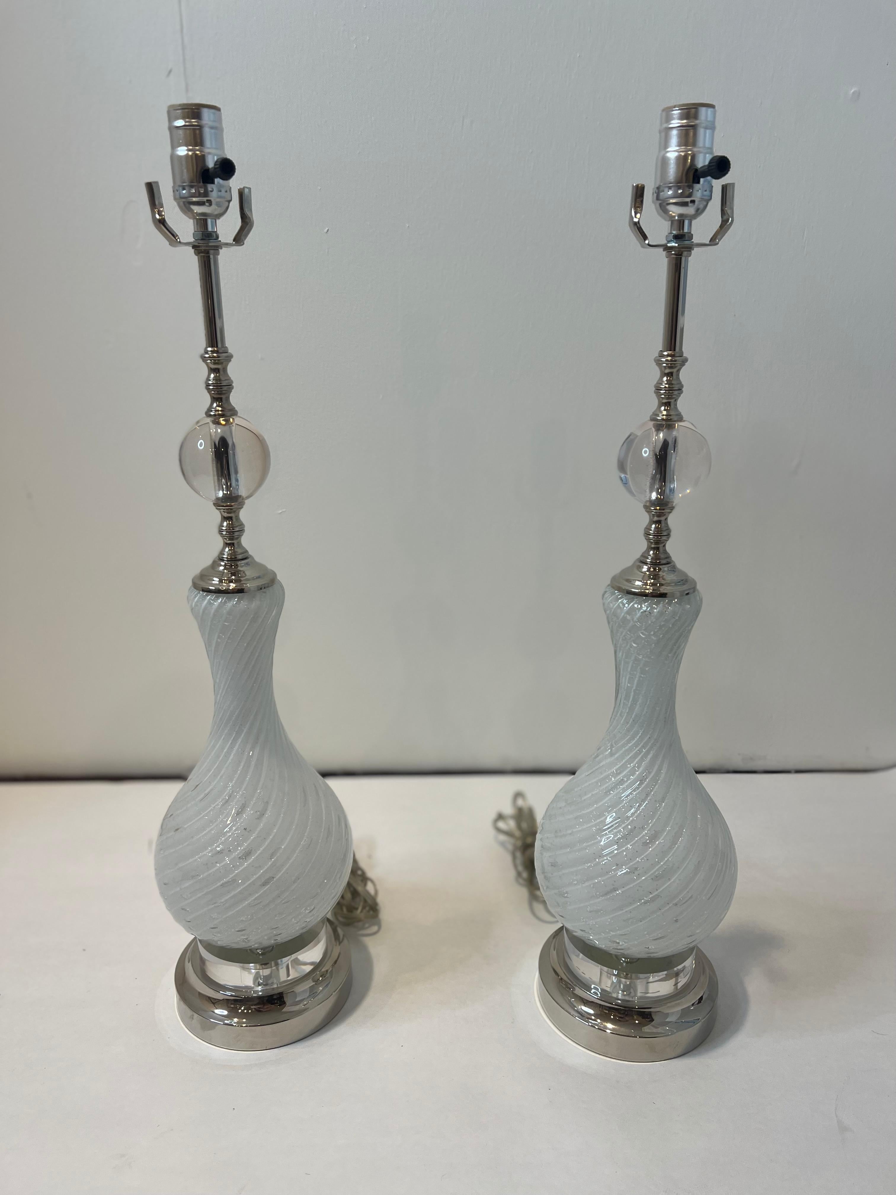 Pair of Vintage Italian Murano Lamps For Sale 2
