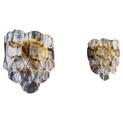 Pair of Vintage Italian Murano wall lights - 10 amber trasparent glasses