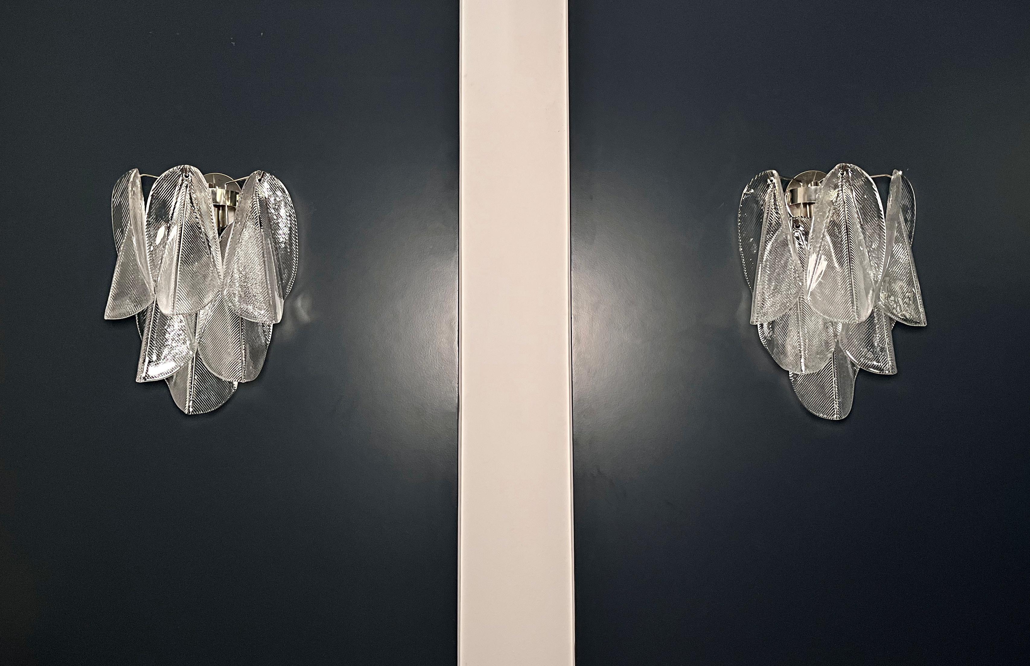 Mid-Century Modern Pair of Vintage Italian Murano wall lights - 12 