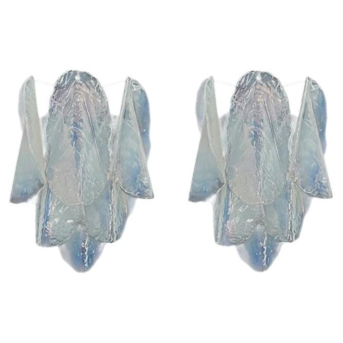 Pair of Vintage Italian Murano wall lights - 12 "rondini" OPALINO glass
