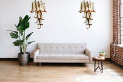 Pair of Vintage Italian Murano Wall Lights, 16 Caramel and Lattimo Glass Petals