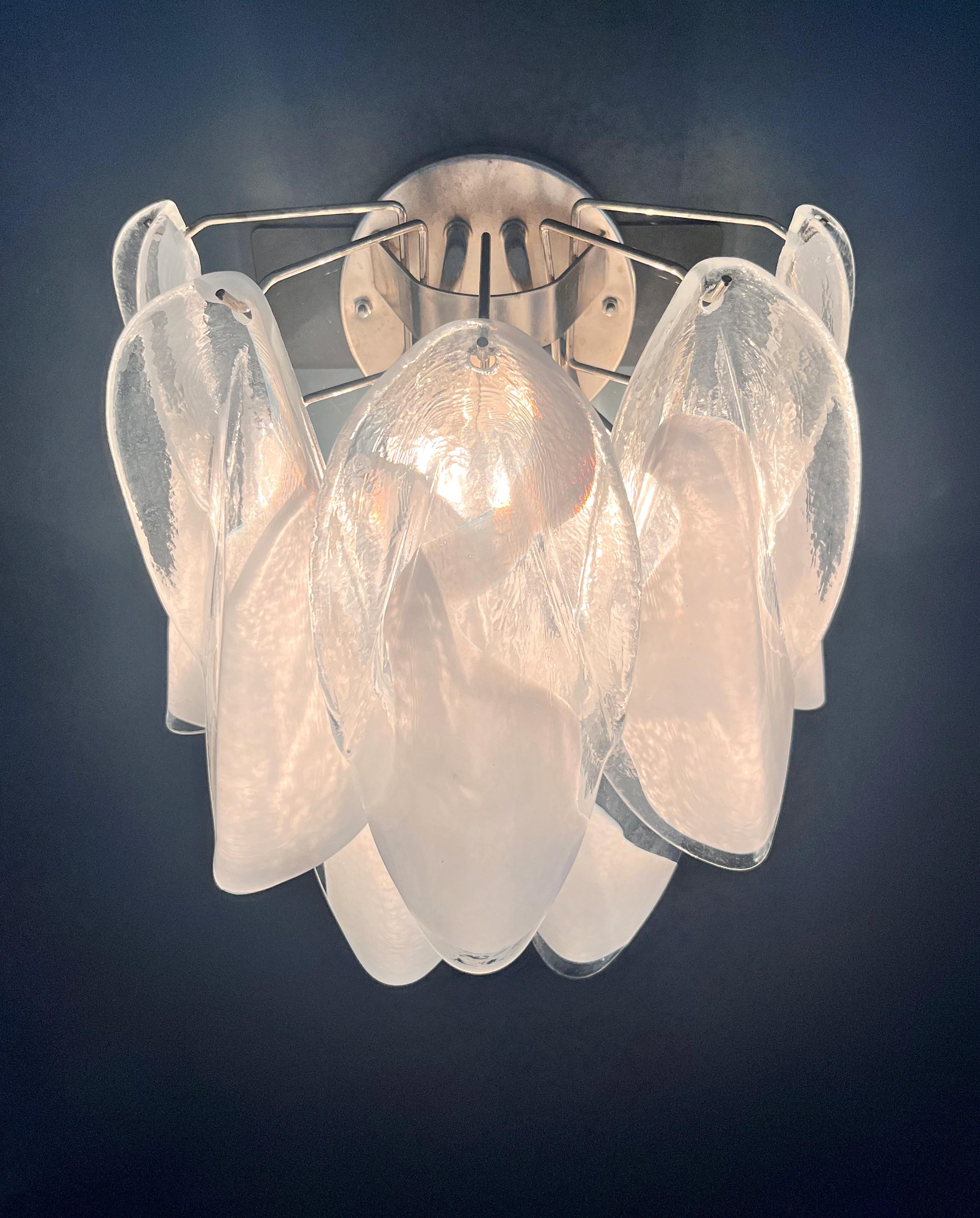 Pareja de apliques Vintage Italianos de Murano -20 de cristal 