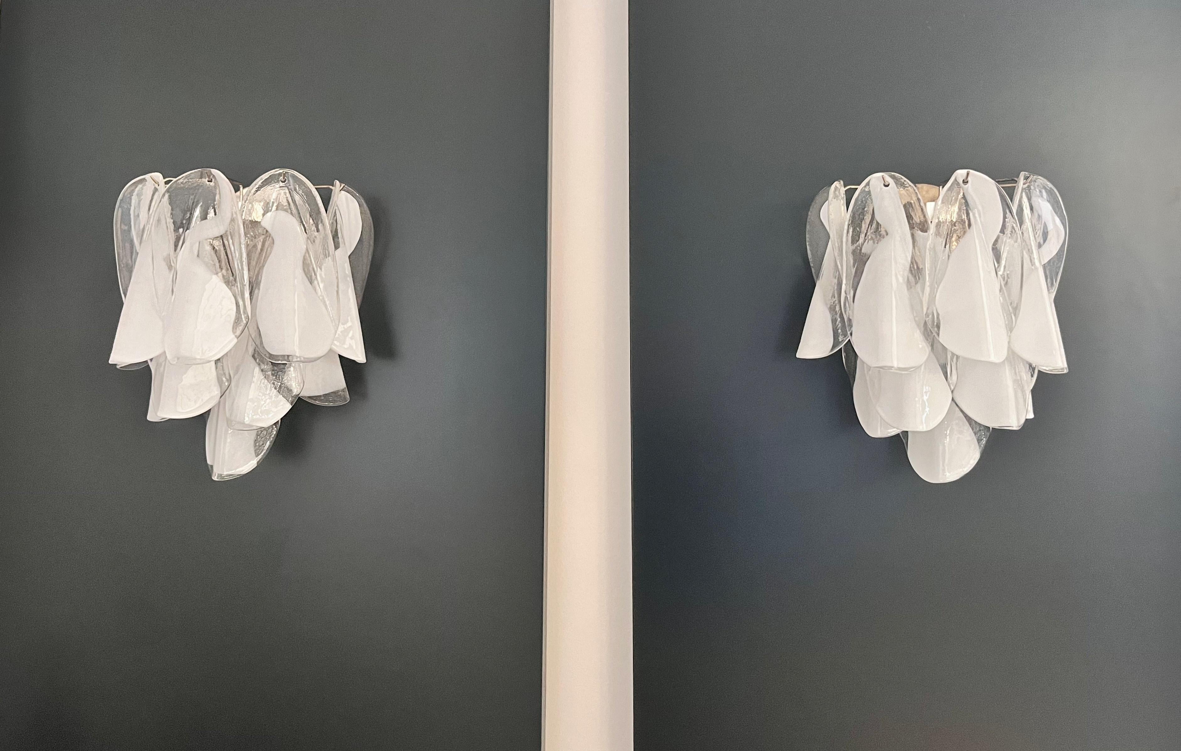 Pareja de apliques Vintage Italianos de Murano -20 de cristal 