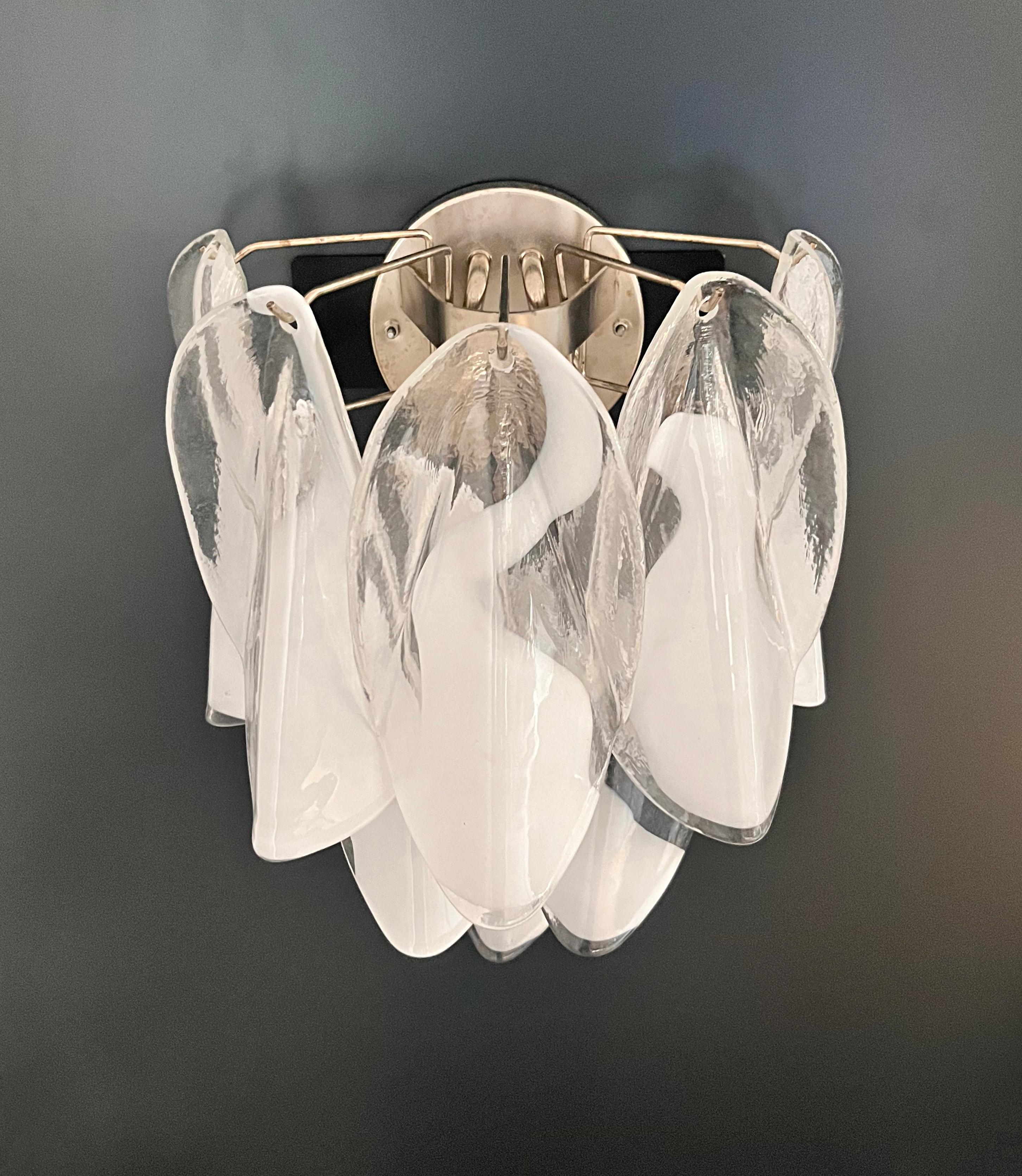 Pareja de apliques Vintage Italianos de Murano -20 de cristal 