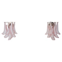 Pair of Vintage Italian Murano wall lights in the manner of Mazzega - 10 pink la