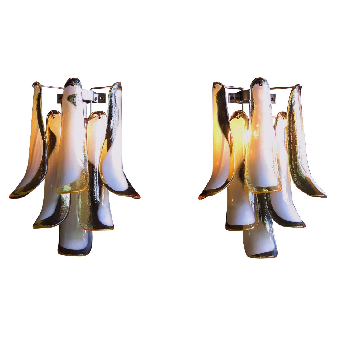 Pair of Vintage Italian Murano Wall Lights in the Manner of Mazzega, Caramel La