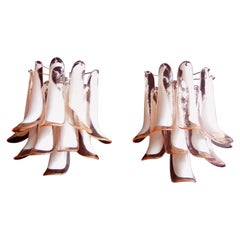 Pair of Vintage Italian Murano Wall Lights in the Manner of Mazzega Pink Glass