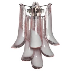 Pair of Vintage Italian Murano wall lights in the manner of Mazzega-pink lattimo
