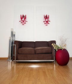 Pair of Vintage Italian Murano wall lights in the manner of Mazzega - red glass