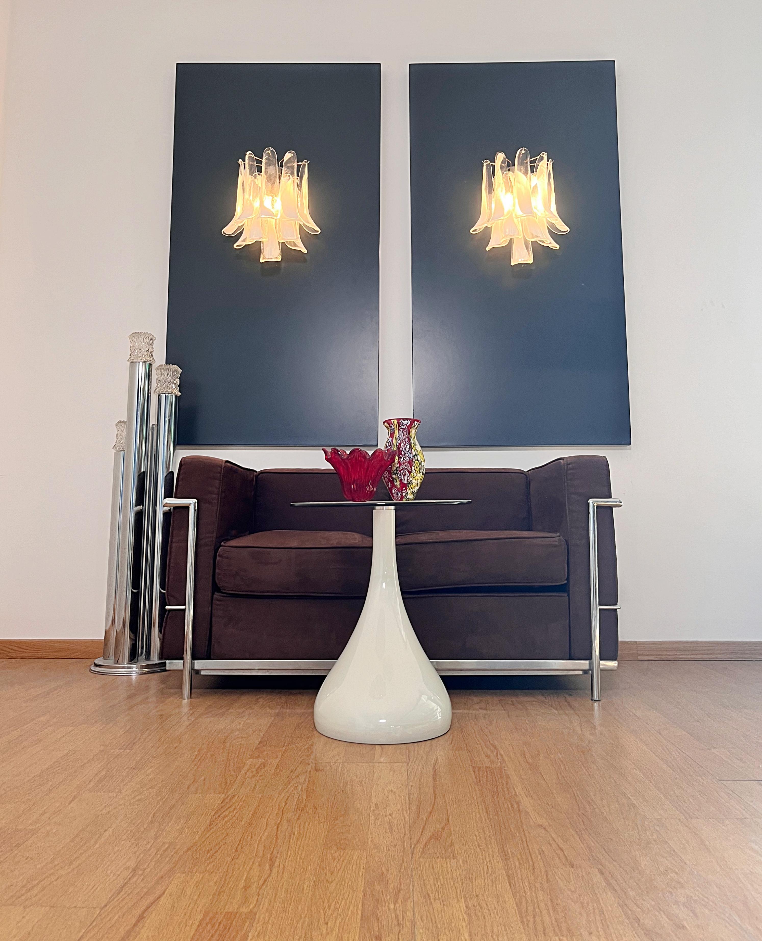 Pair of Vintage Italian Murano wall lights in the manner of Mazzega - trasparent in vendita 3