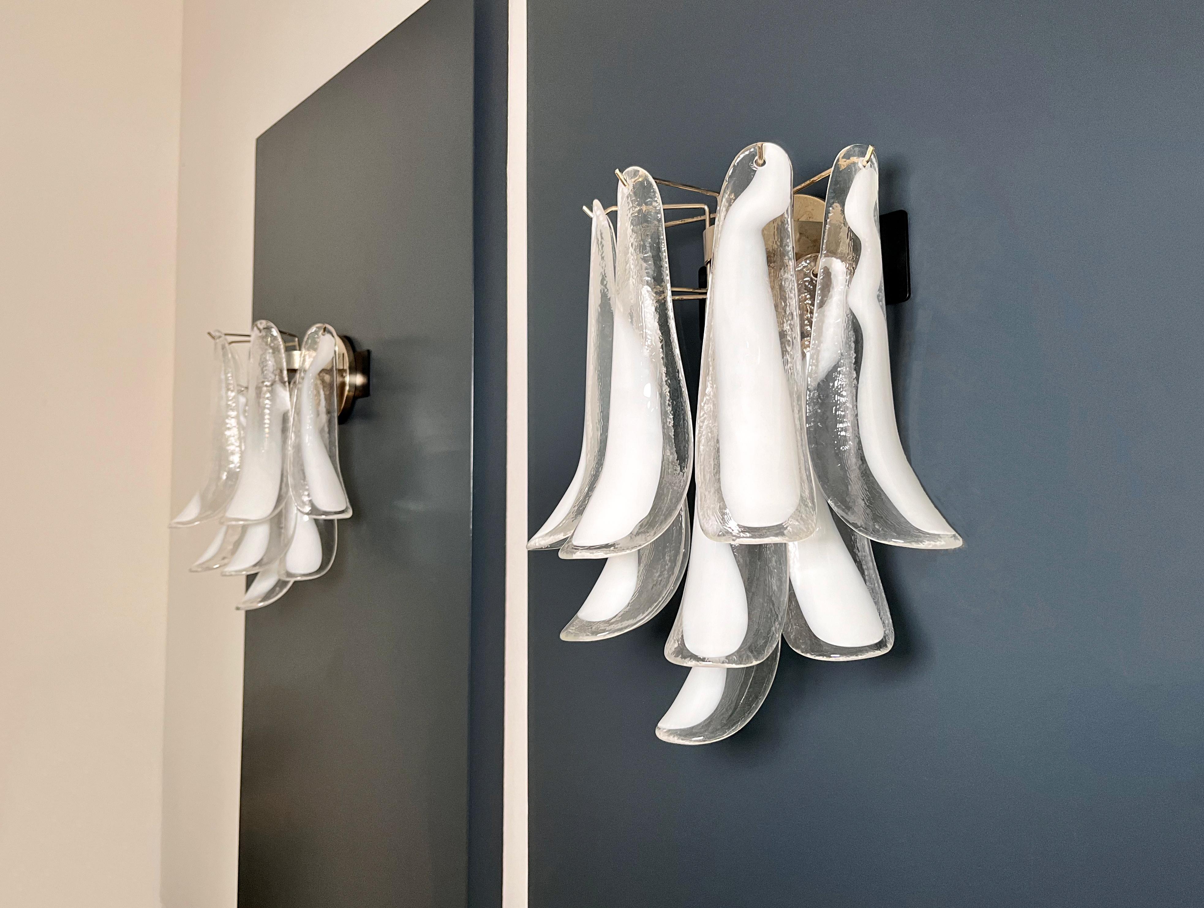 Galvanizzato Pair of Vintage Italian Murano wall lights in the manner of Mazzega - trasparent in vendita