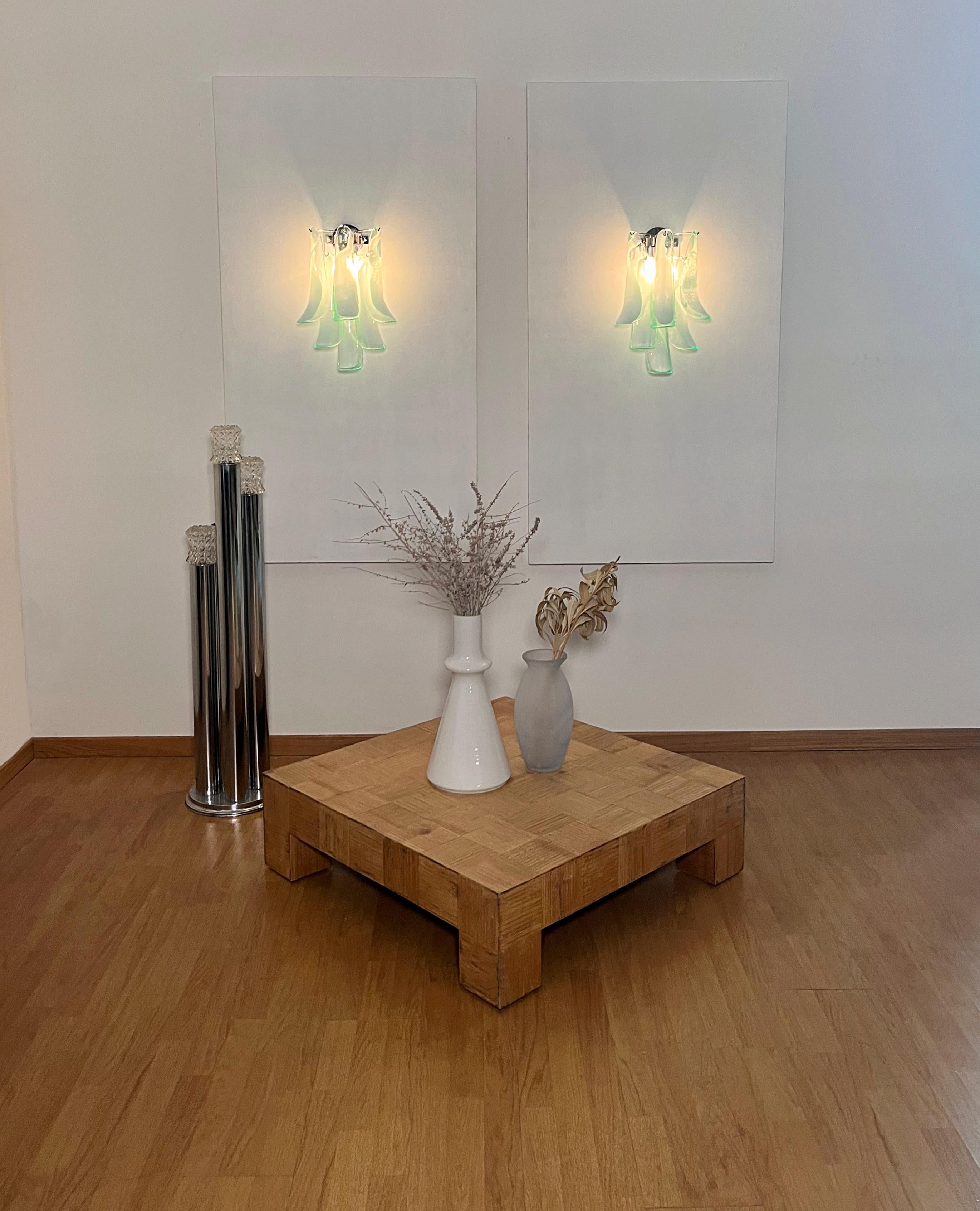 Pair of Vintage Italian Murano wall lights in the manner of Mazzega - turquoise 4