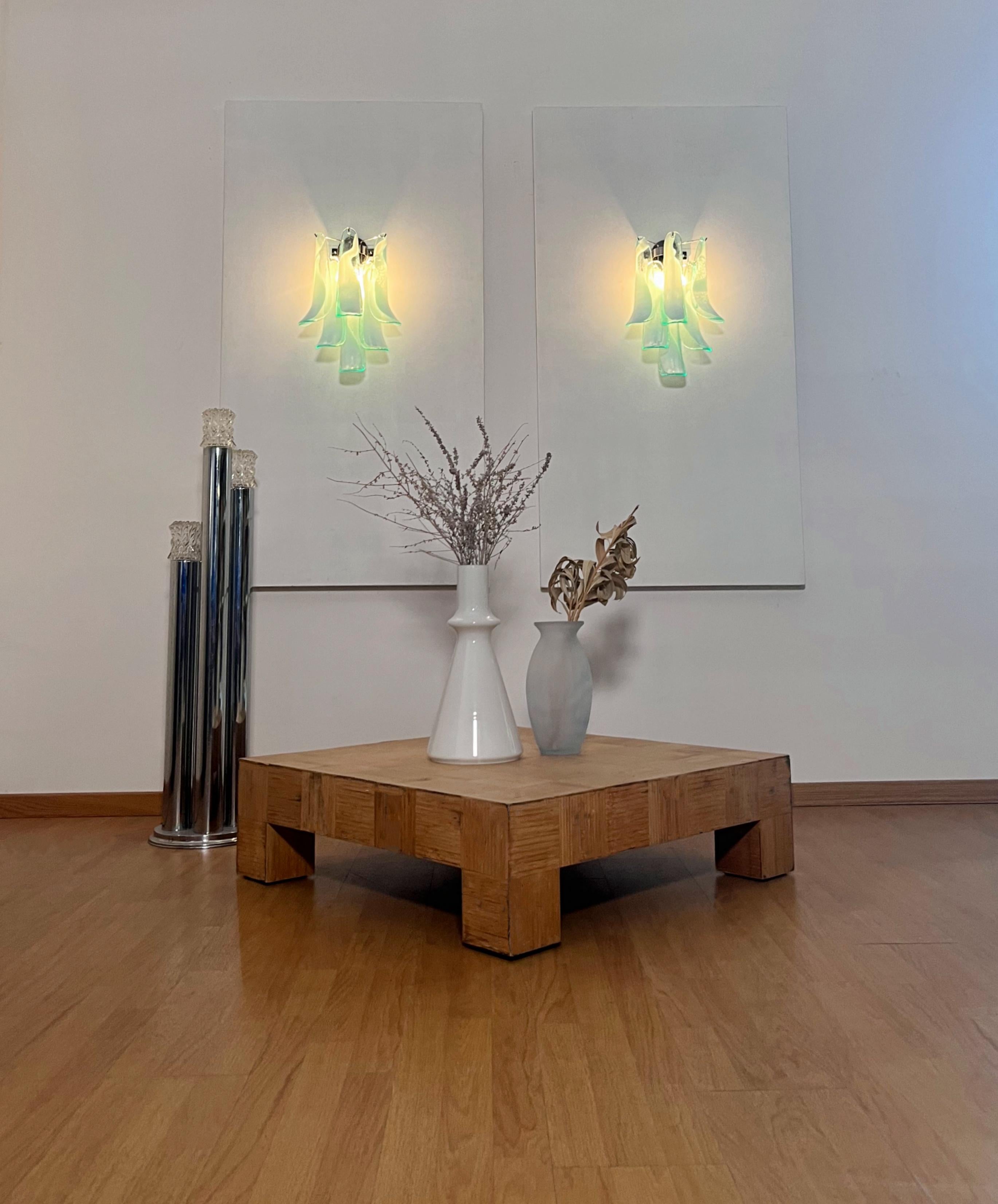 Pair of Vintage Italian Murano wall lights in the manner of Mazzega - turquoise 5