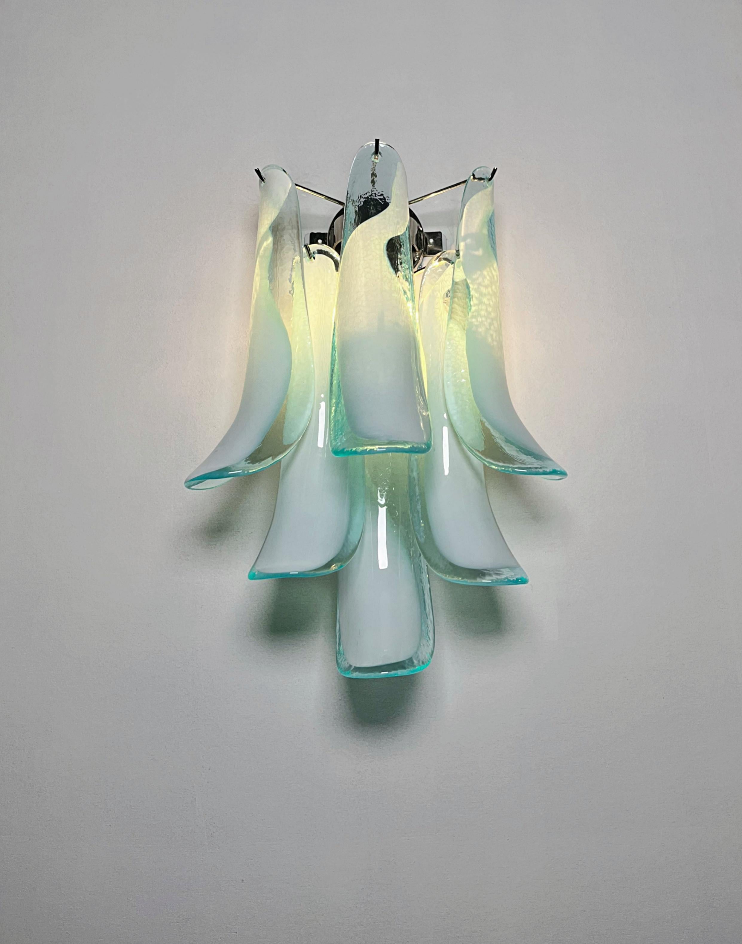 Pair of Vintage Italian Murano wall lights in the manner of Mazzega - turquoise 9