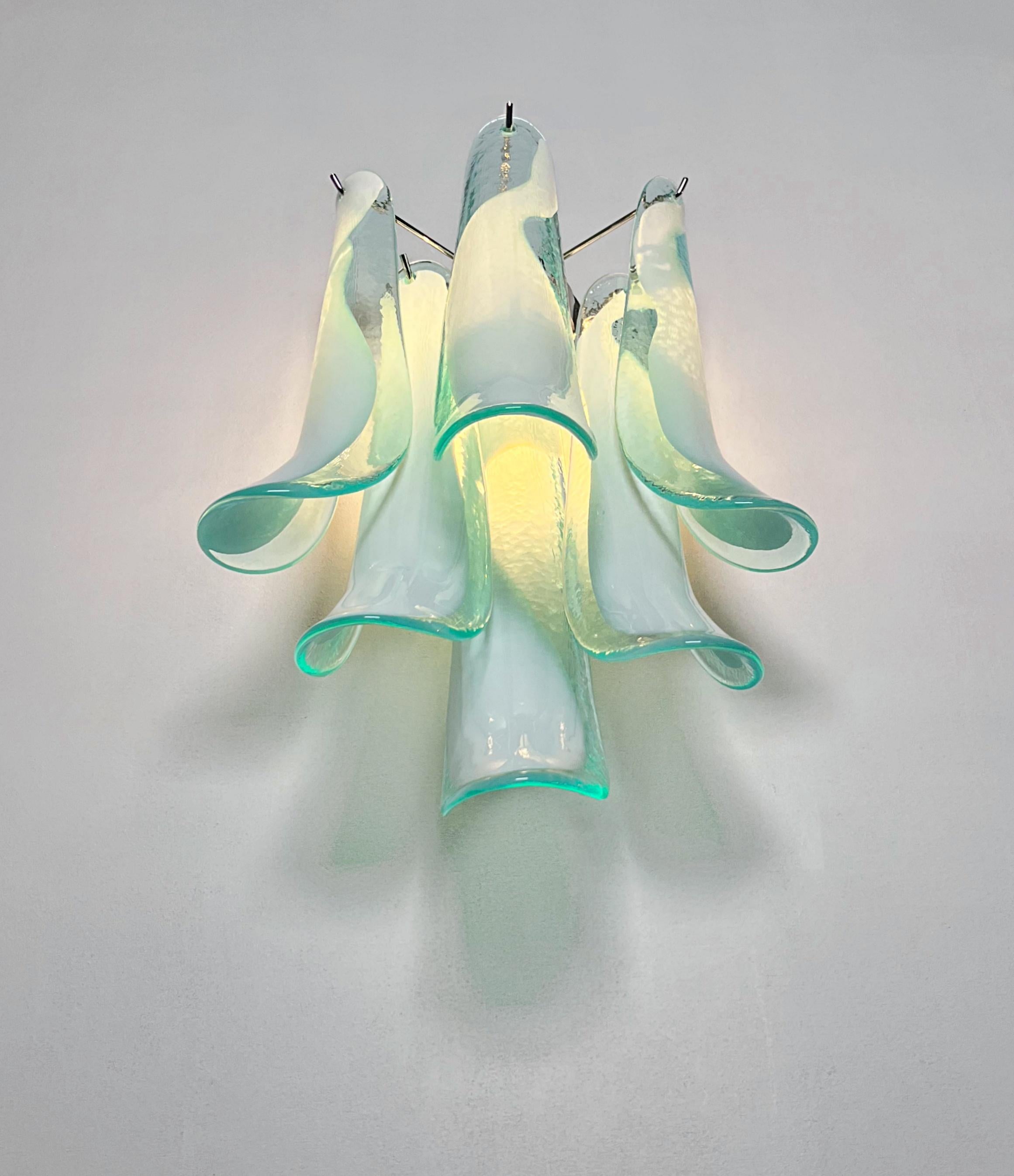 Pair of Vintage Italian Murano wall lights in the manner of Mazzega - turquoise 10