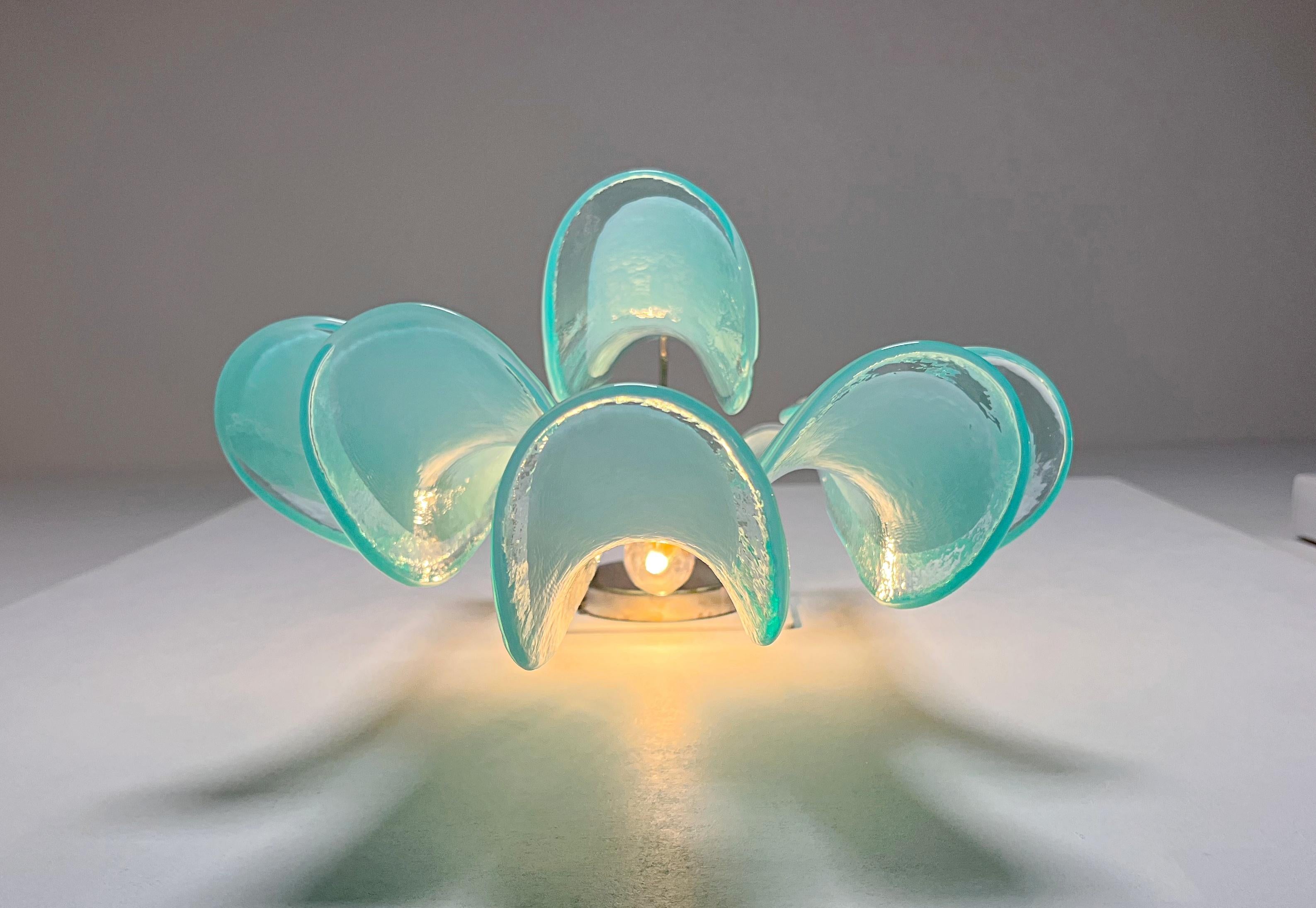 Pair of Vintage Italian Murano wall lights in the manner of Mazzega - turquoise 11