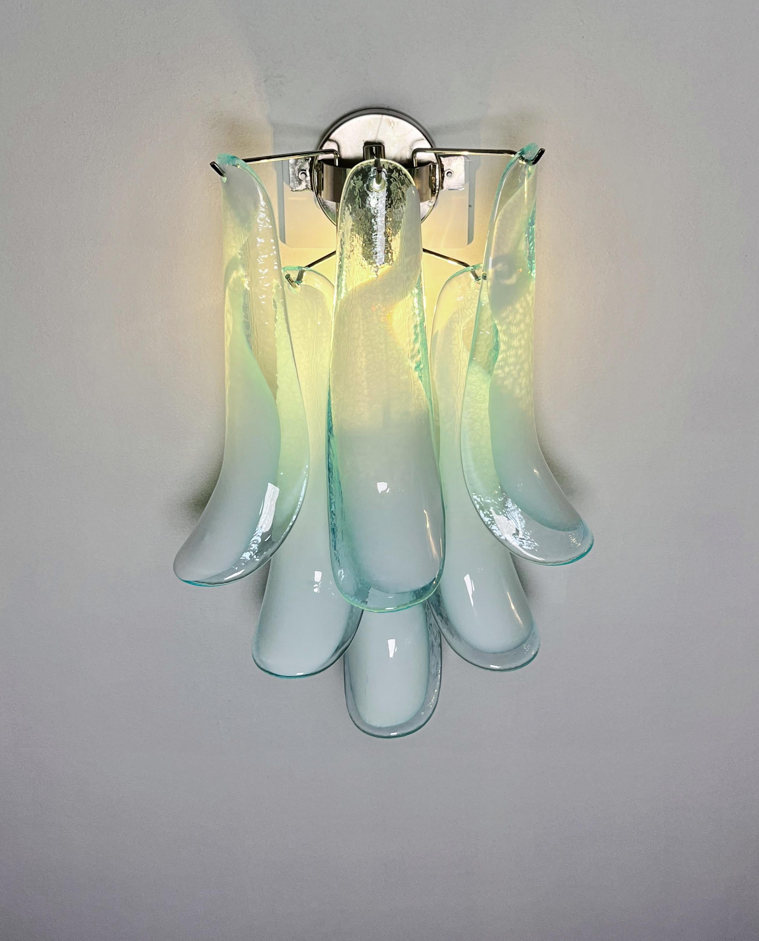 Pair of Vintage Italian Murano wall lights in the manner of Mazzega - turquoise 12