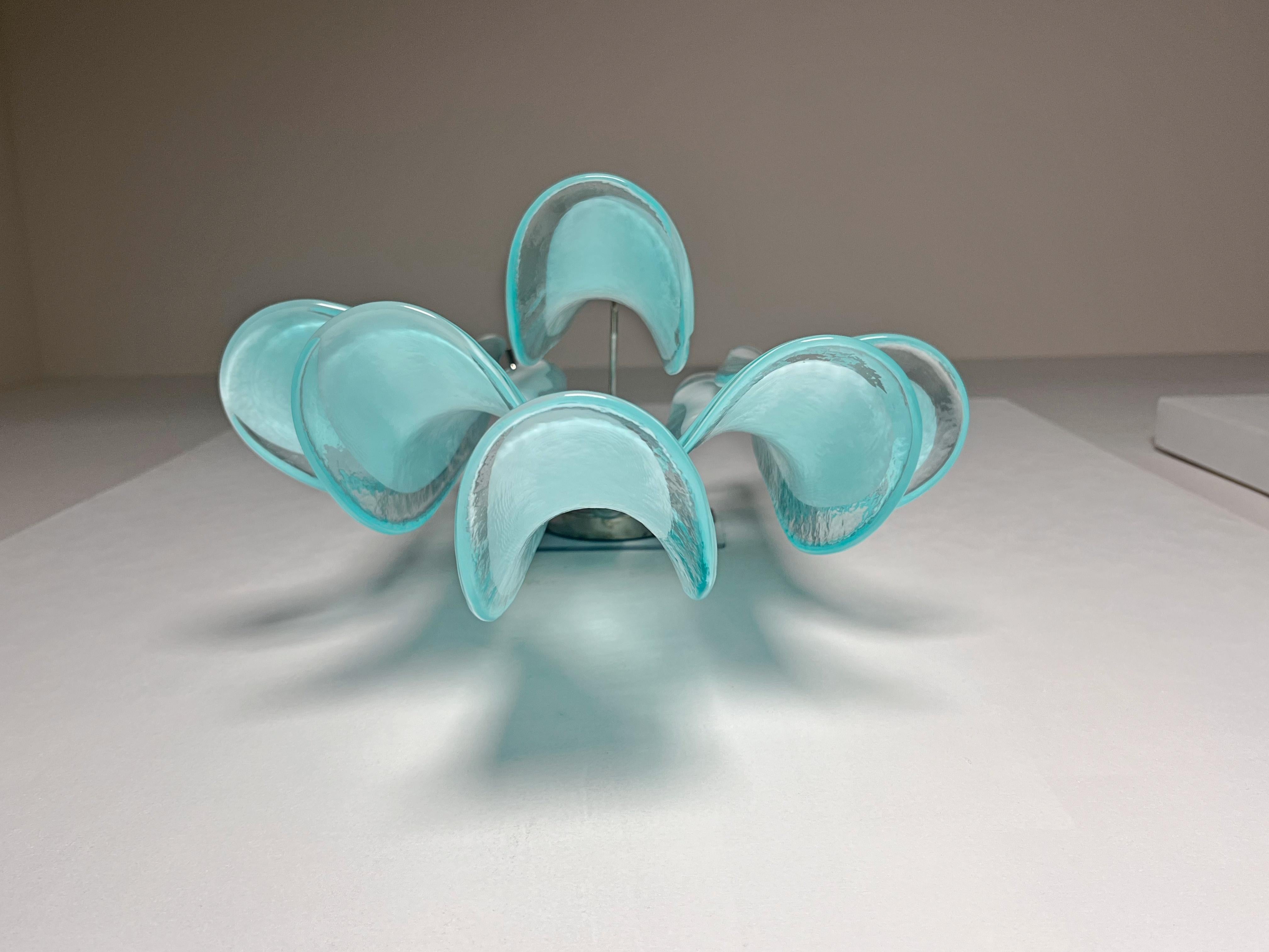 Pair of Vintage Italian Murano wall lights in the manner of Mazzega - turquoise 2
