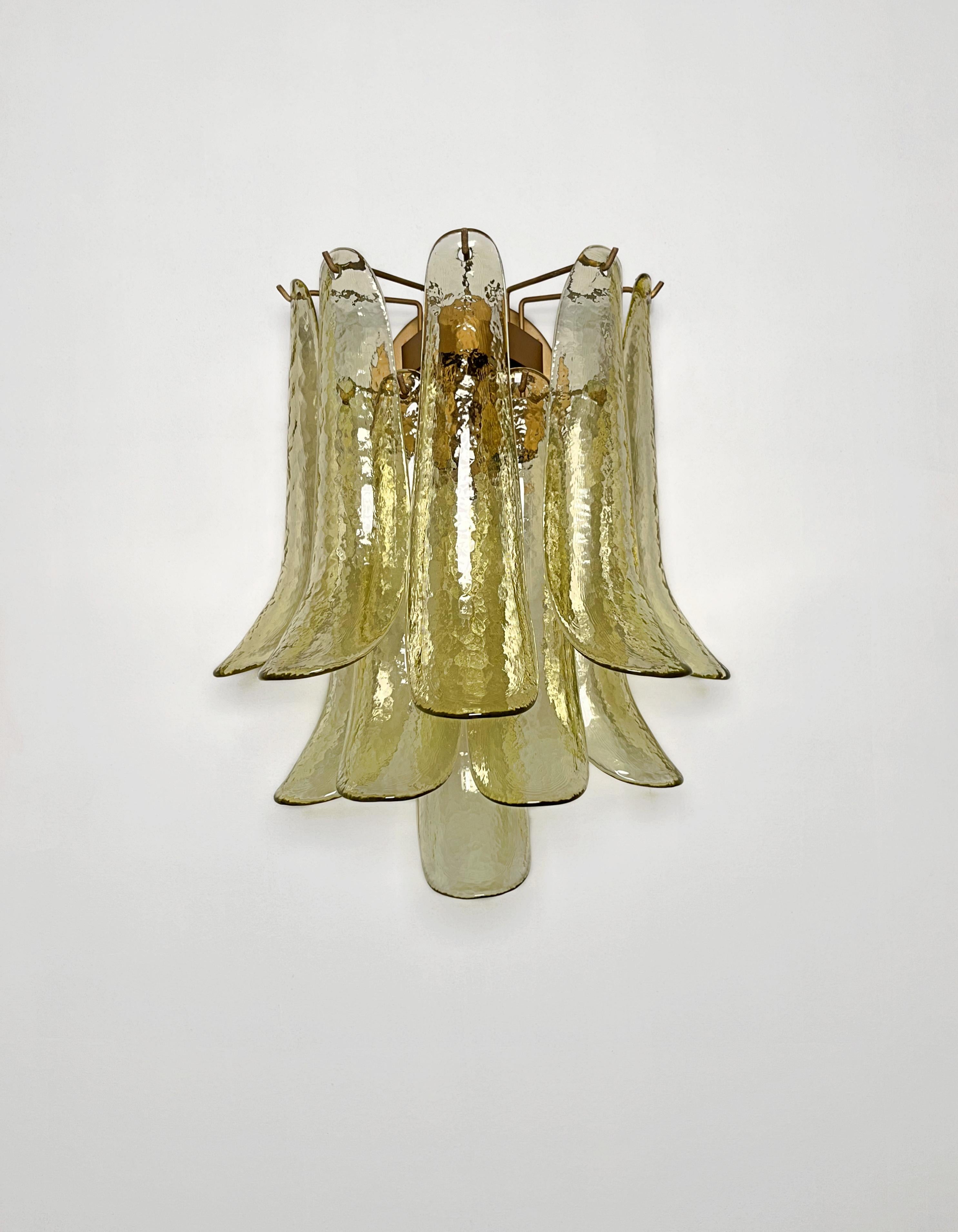 Pareja de apliques vintage de Murano italiano - Mazzega - 10 vidrios verdes en Bueno estado para la venta en Gaiarine Frazione Francenigo (TV), IT