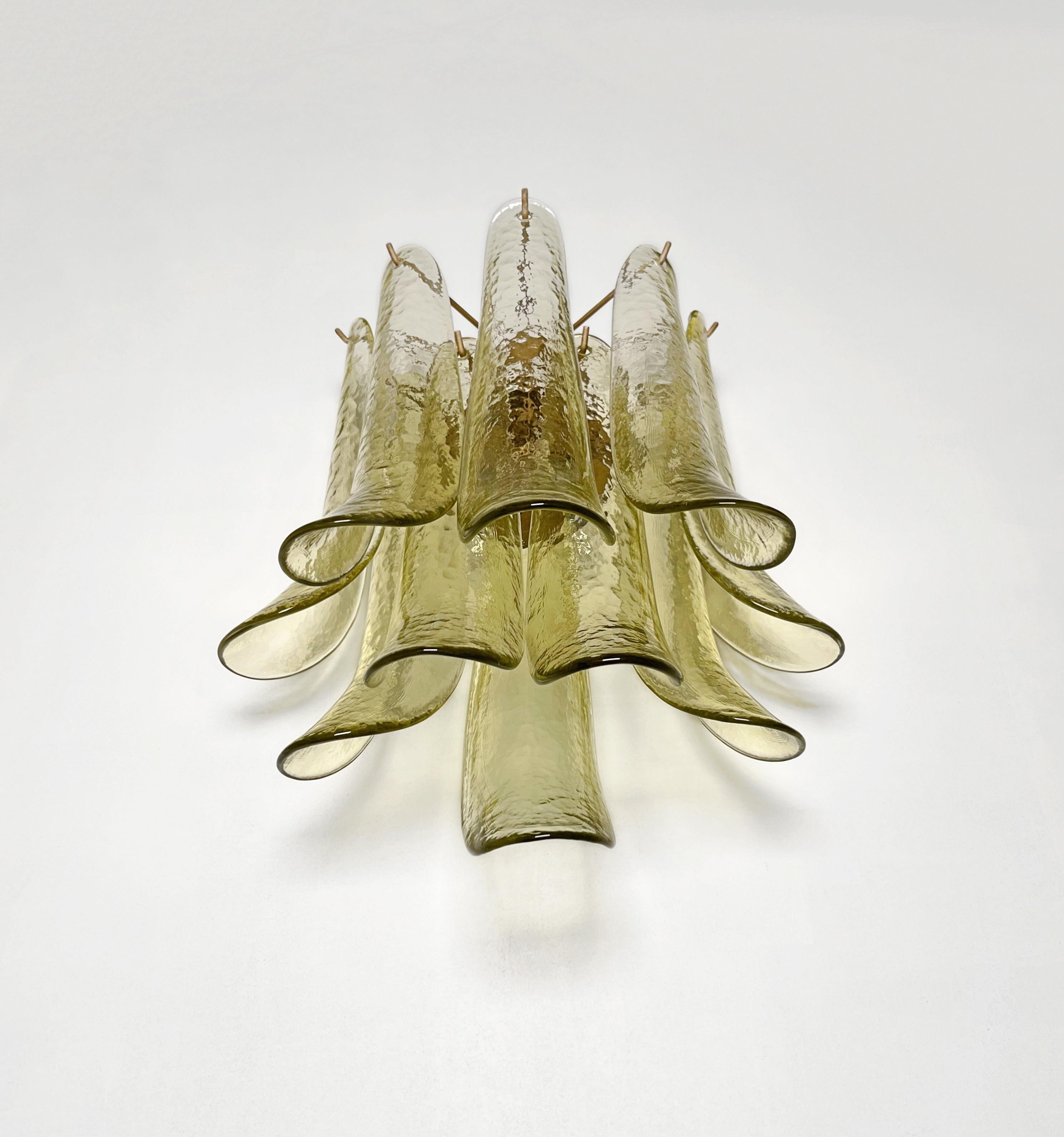 Pareja de apliques vintage de Murano italiano - Mazzega - 10 vidrios verdes Vidrio artístico en venta